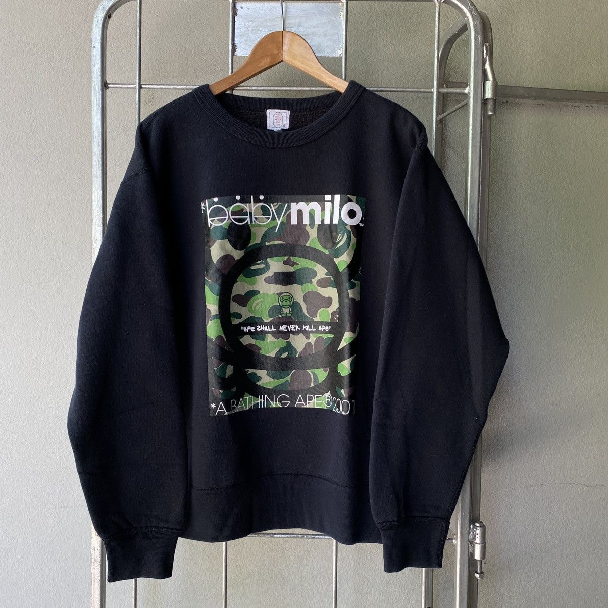 Bape Beby milo Black Camo Logo Fleece-Lined Sweater Size US M / EU 48-50 / 2 - 1 Thumbnail