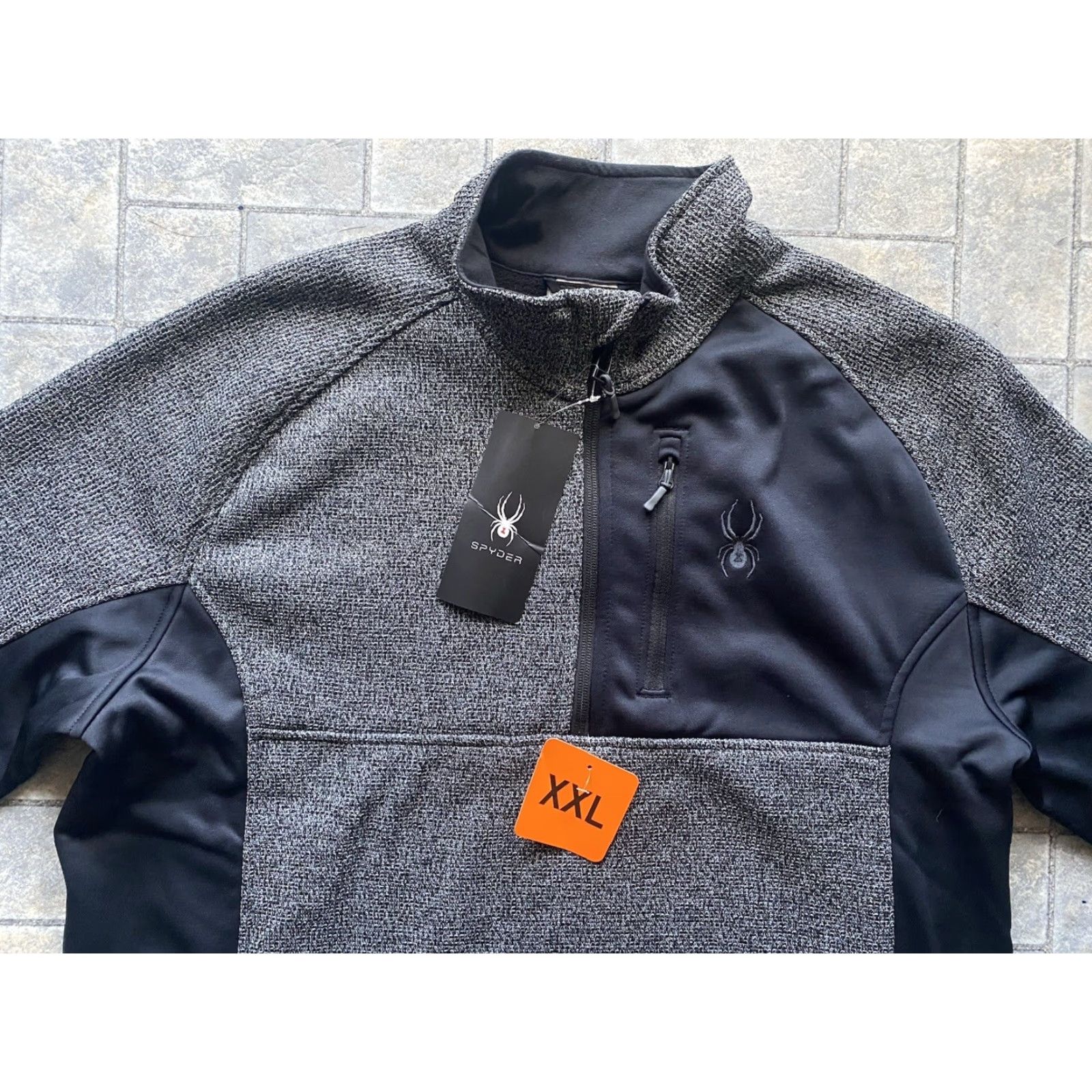 Spyder NWT Spyder Jacket 2XL Men Gray 1/4 Zip Pullover Pocket Logo Black Polyester Jacket Size US XXL / EU 58 / 5 - 4 Thumbnail