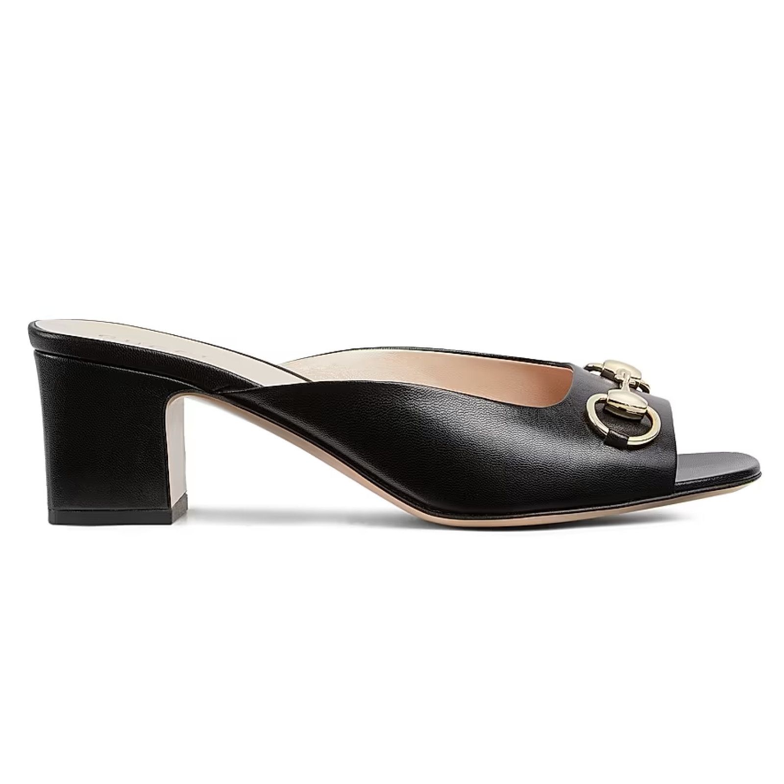 Gucci Gucci Lady Horsebit Black Leather Gold Block Heel Mule 37.5 Size US 7.5 / IT 37.5 - 3 Thumbnail