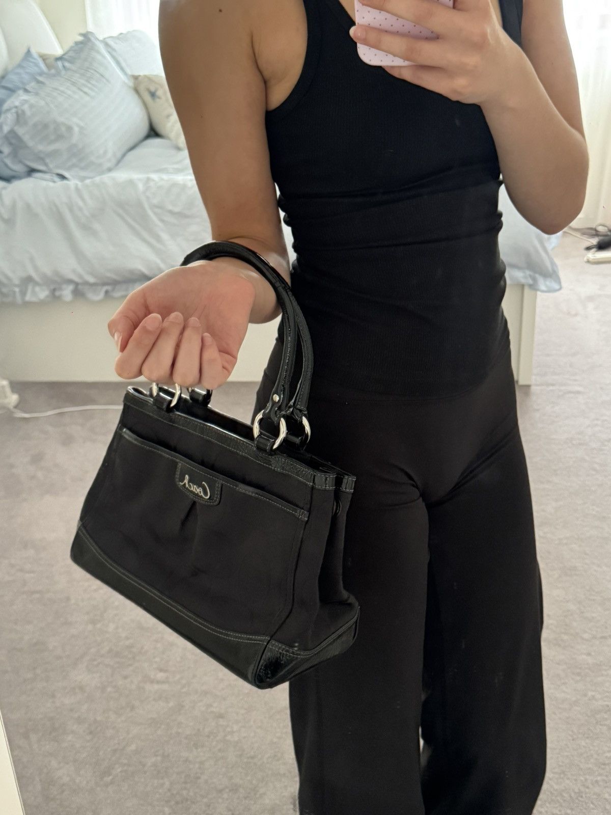 Coach Black fabric/leather Coach shoulder bag with silver buckles Size ONE SIZE - 7 Thumbnail