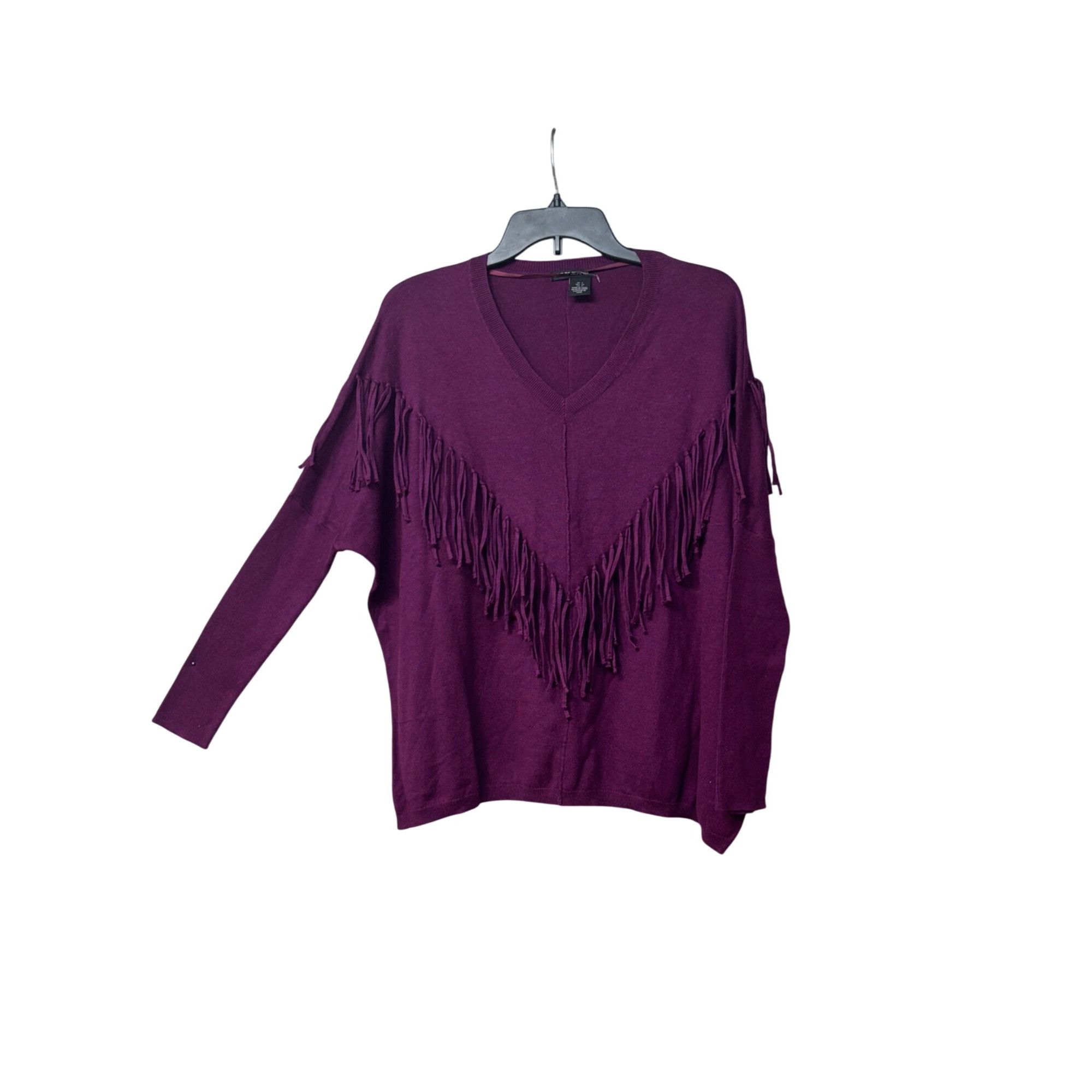Other DKNY Fringe Embellished V-neckline Dolman Sweater, Purple, S Size S / US 4 / IT 40 - 6 Thumbnail