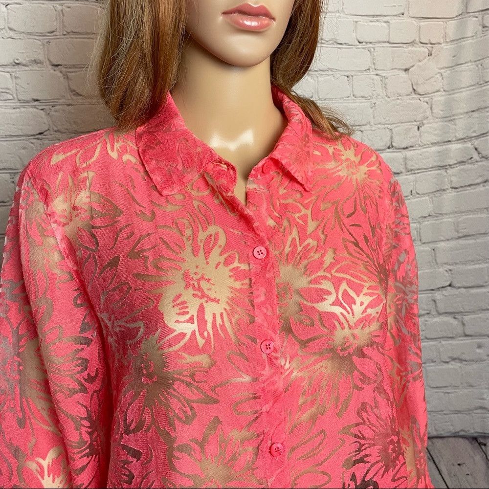 Other Studio Works Coral Floral Rayon Blouse Size M Size M / US 6-8 / IT 42-44 - 2 Thumbnail
