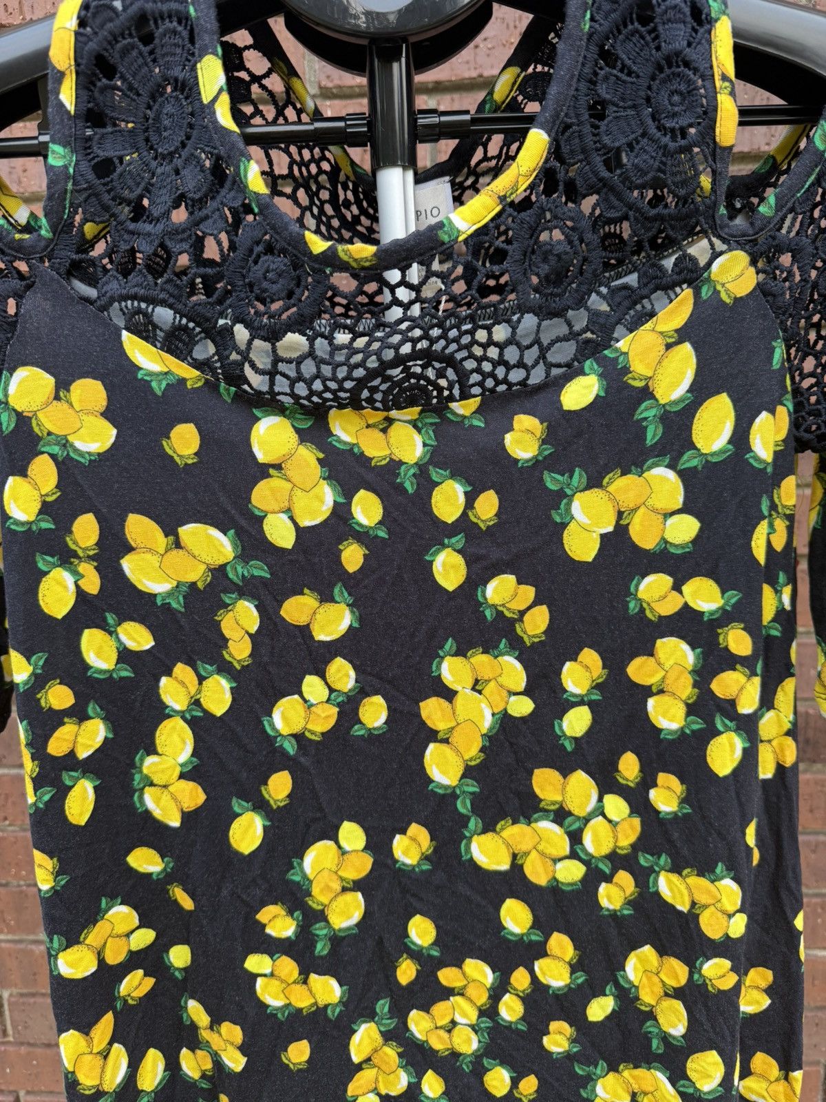 Other Cupio Lemon Cold Shoulder Summer Top Crochet Yellow Medium Size M / US 6-8 / IT 42-44 - 2 Thumbnail
