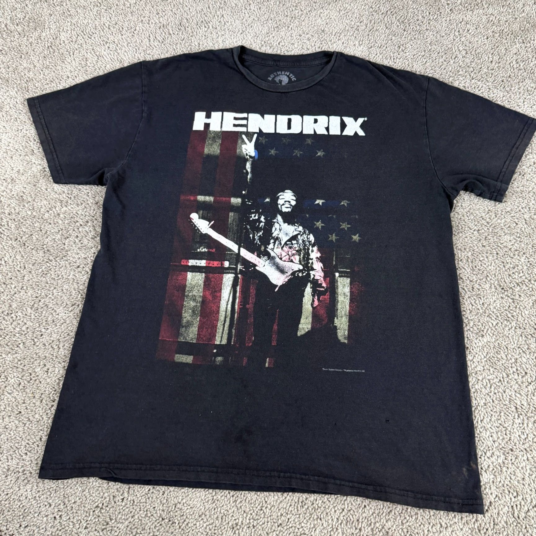 Vintage VINTAGE Jimi Hendrix Shirt Mens Extra Large Black USA Flag Photograph Short Sleeve READ Size US XL / EU 56 / 4 - 2 Thumbnail