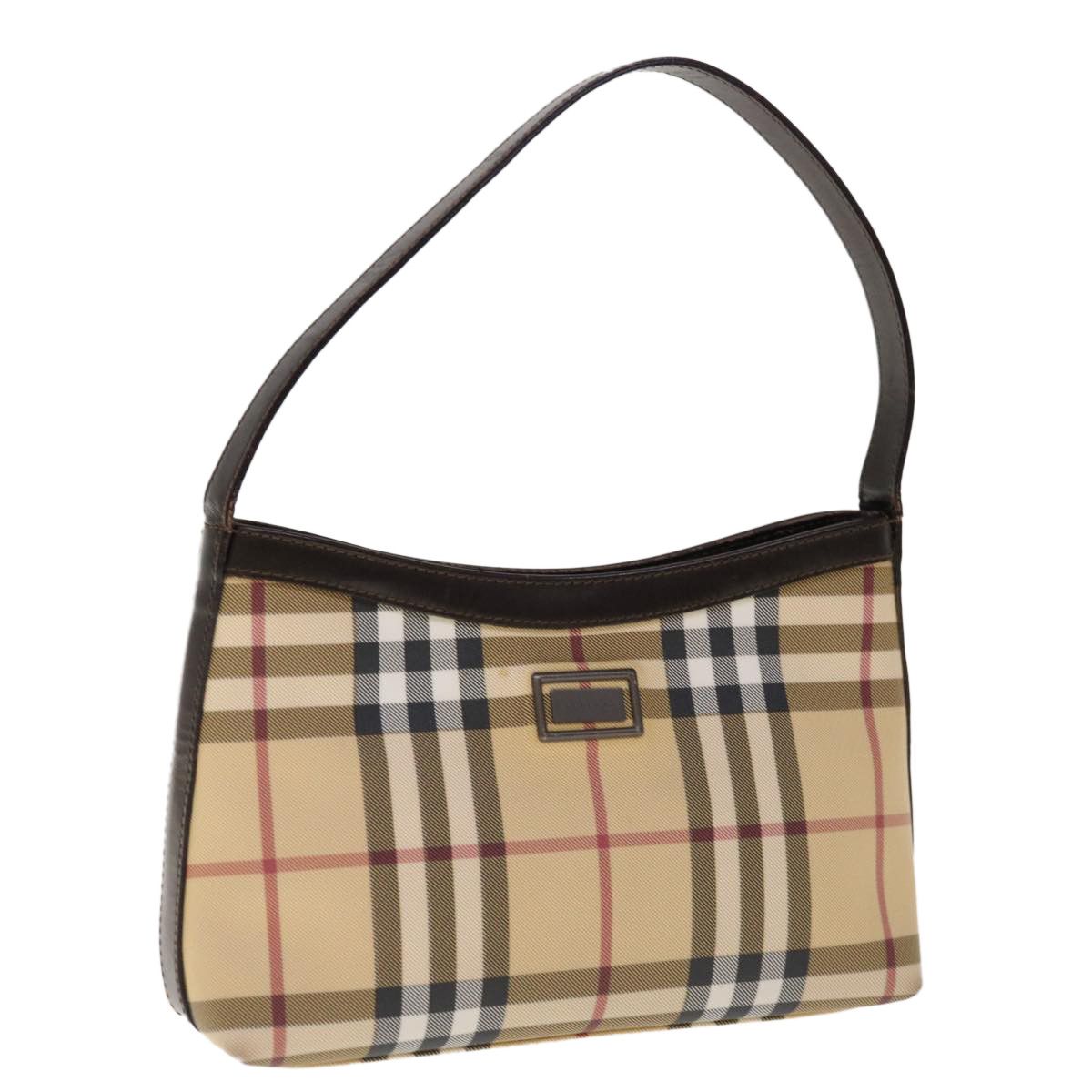 image of Burberry Nova Check Shoulder Bag Pvc Beige Brown Auth Yk10295 in Beige/Brown, Women's