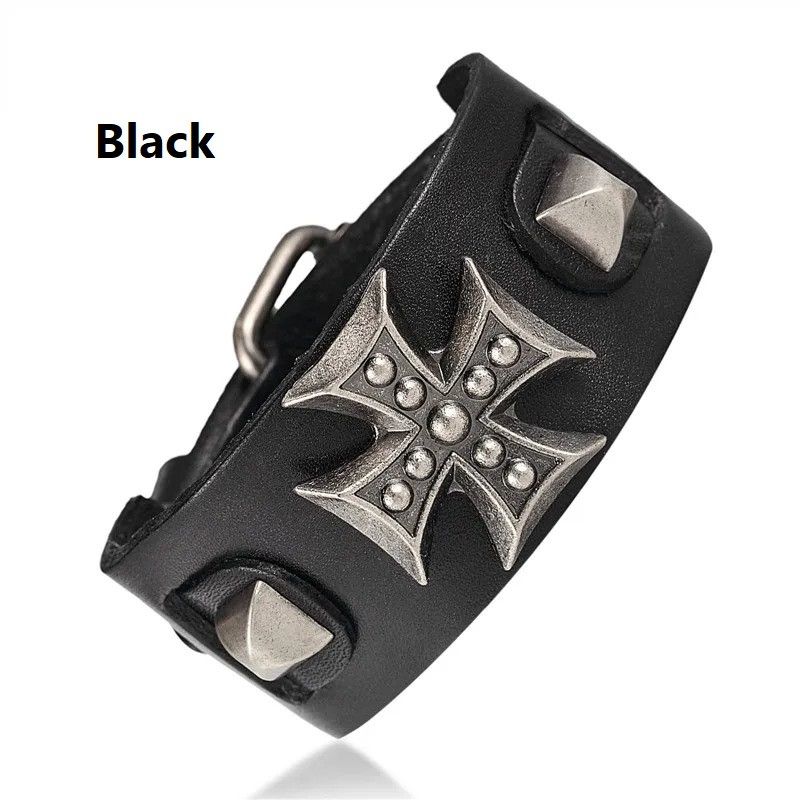 Other Cross Rolo Chain Leather Bracelet Accessories Cuff Gift Size ONE SIZE - 5 Thumbnail