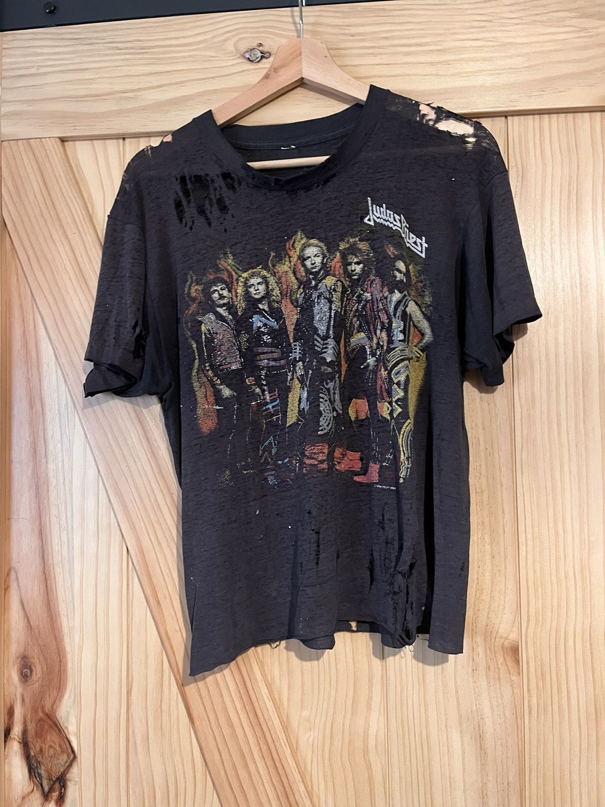 image of Vintage Paperthin Judas Priest 1986 Fuel For Life Tour Tee in Black, Men's (Size Small)