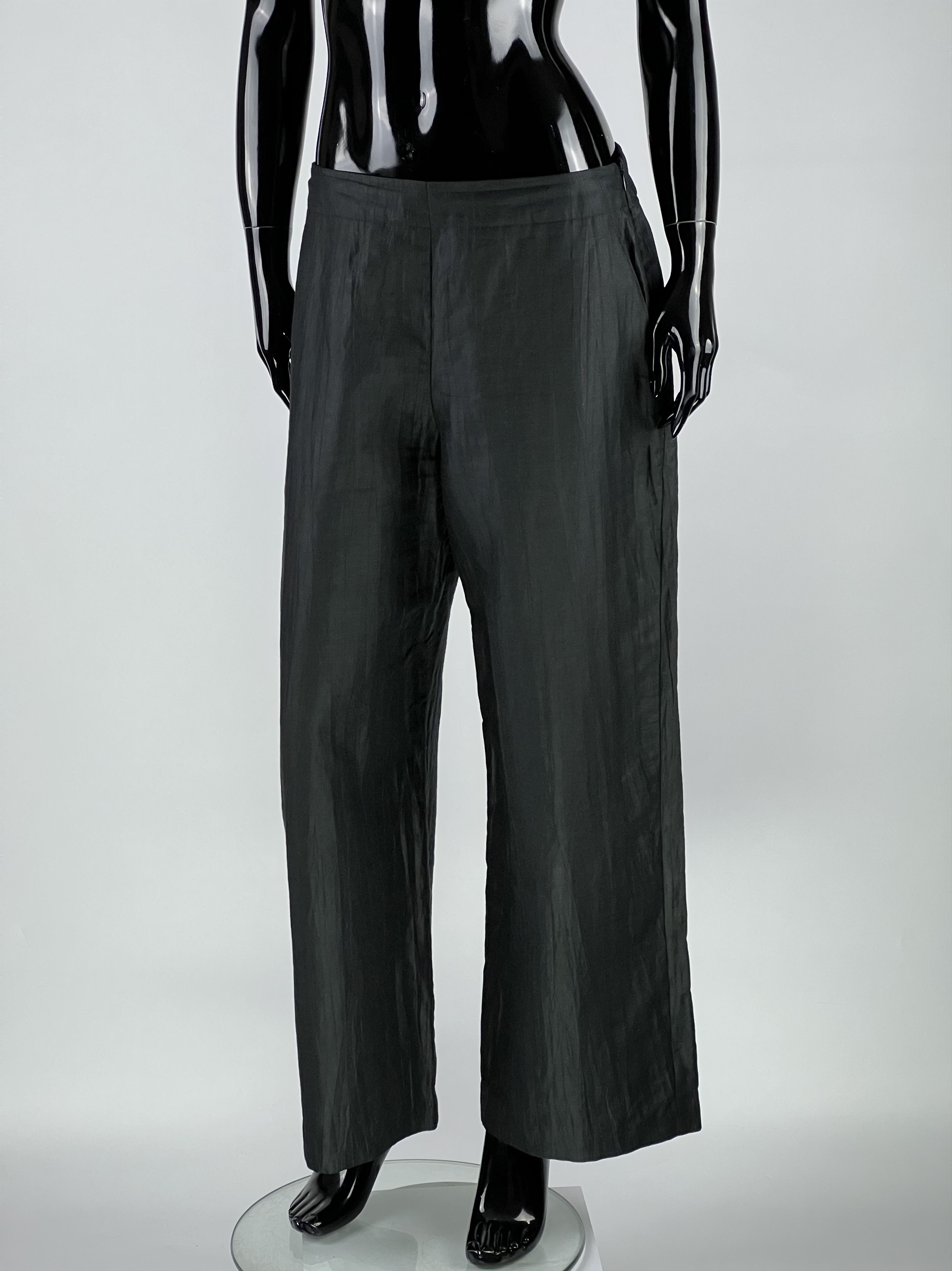 Oska Dark Gray Linen Wide Leg Trousers Pants Size 2 Regular
