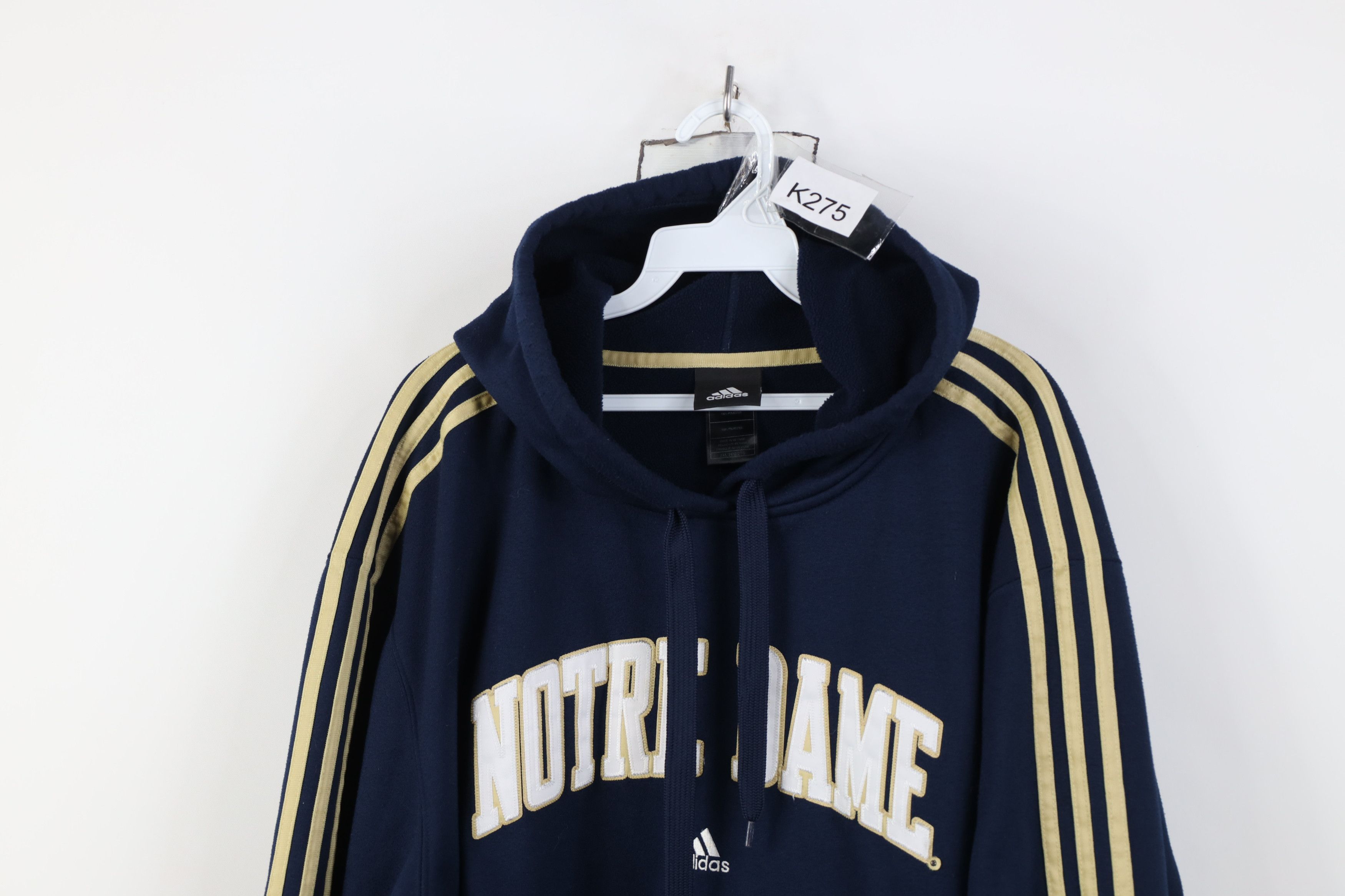 Adidas Vintage Adidas Notre Dame University Hoodie Sweatshirt Blue Size US XXL / EU 58 / 5 - 2 Thumbnail