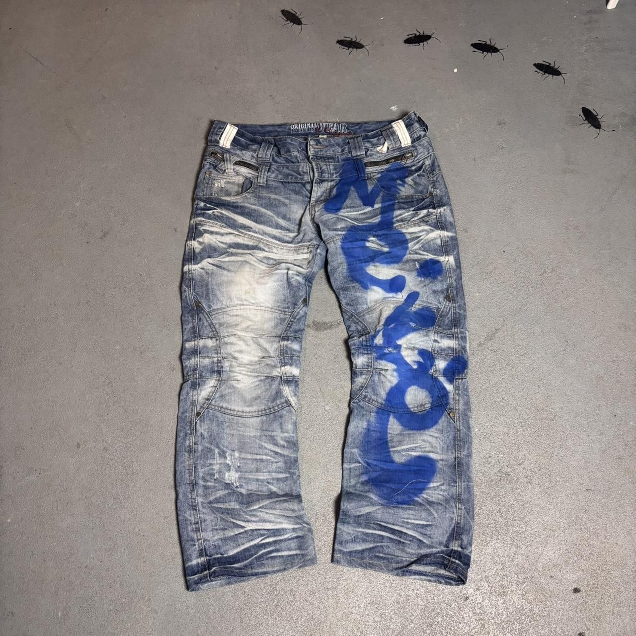 Japanese Brand × Vintage Japanese blue and navy graffiti denim jeans Size US 36 / EU 52 - 1 Thumbnail