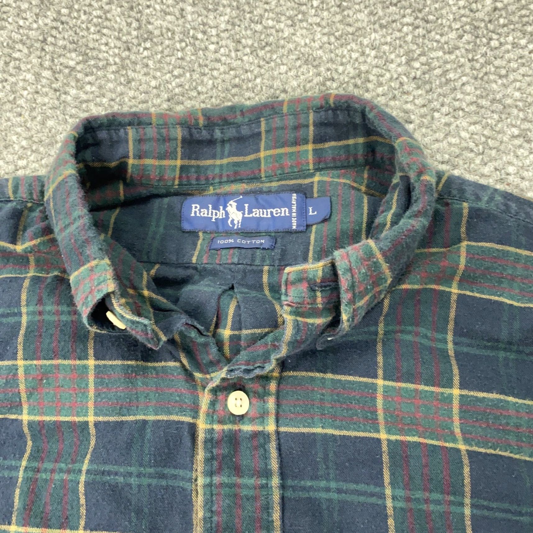 Ralph Lauren VINTAGE Ralph Lauren Shirt Mens Large Plaid Flannel Button-Down Casual Preppy Embroidered Pony Logo Green Size US L / EU 52-54 / 3 - 3 Thumbnail