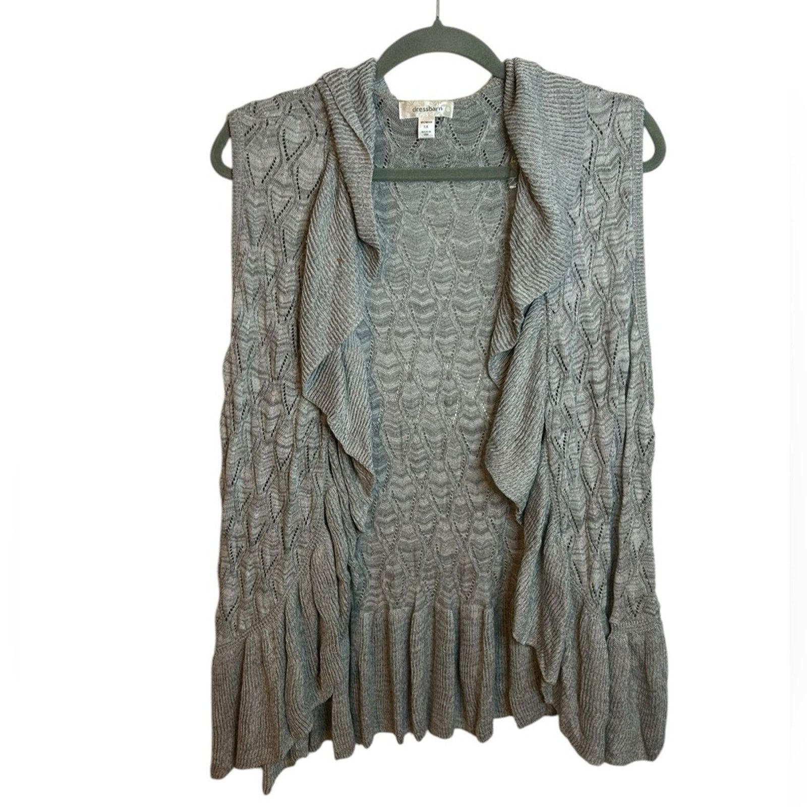 Other Dressbarn Gray Knit Ruffle Sweater Vest Size XL / US 12-14 / IT 48-50 - 1 Thumbnail
