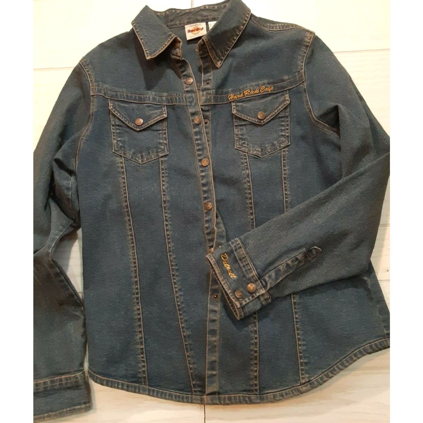 Hard Rock Cafe VINTAGE Hard Rock Cafe Detroit- Jeans Jacket 90s womans medium Jeans Jacket Blues 90s Womens Mens Size 42" / US 20 - 6 Thumbnail