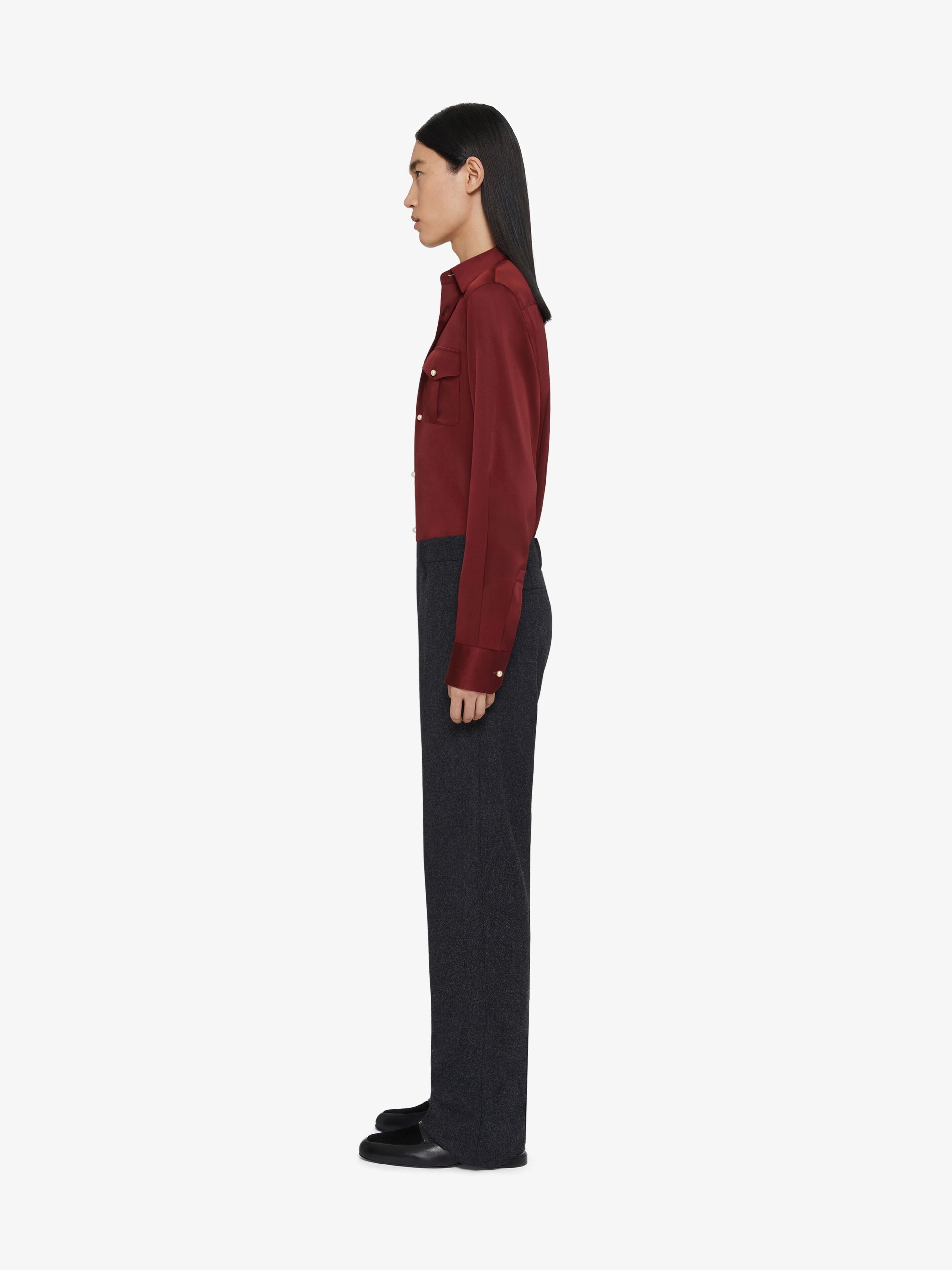 Givenchy o1w1db10925 Tight Fit Shirt With Pockets in Burgundy Size US M / EU 48-50 / 2 - 3 Thumbnail