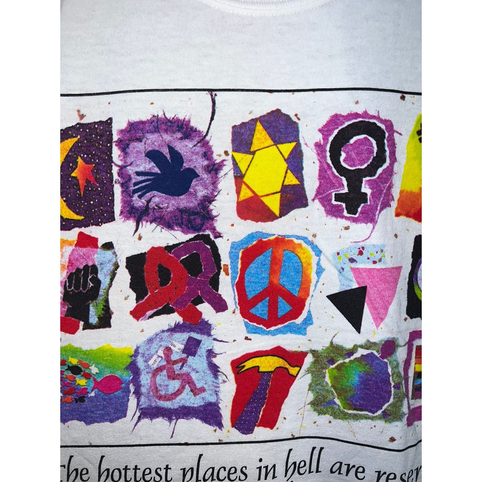 Gildan Vintage Dante Art Shirt Moral Crisis Artwork White Tee L Size US L / EU 52-54 / 3 - 3 Thumbnail