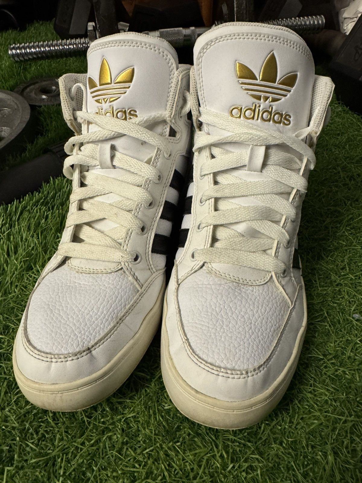 Adidas Adidas Hard Court High White Black Gold Sneakers Size US 9 / EU 42 - 5 Thumbnail