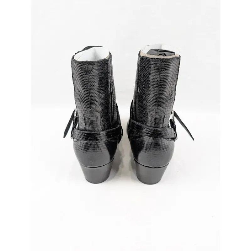 Celine o1rshd1 Chelsea Lizard Stamped Calfskin Issac Boots in Black Size US 7 / EU 40 - 16 Thumbnail