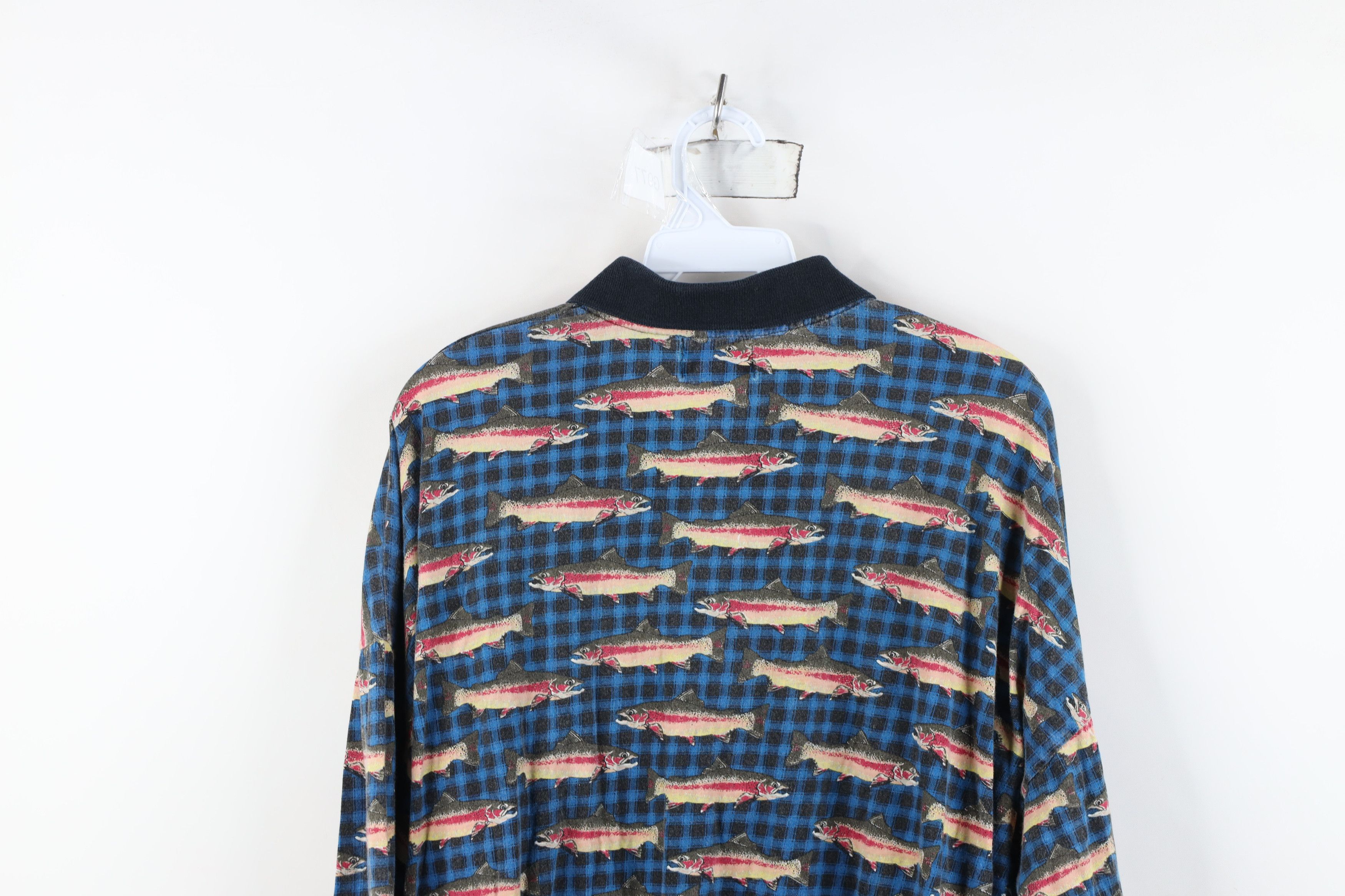 Vintage Vintage 90s Streetwear Fish All Print Night Sleep Gown Shirt Size XL / US 12-14 / IT 48-50 - 12 Thumbnail