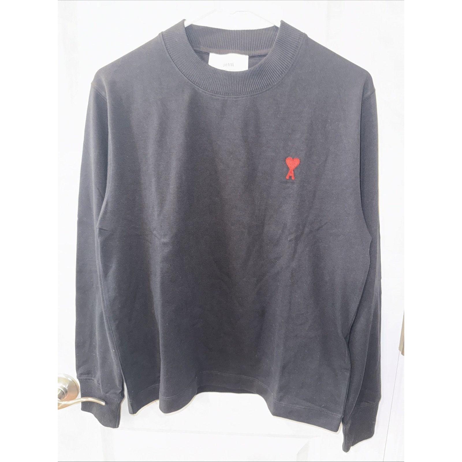 AMI AMI Black Round Neck Sweatshirt with Logo Size Xs Size XS / US 0-2 / IT 36-38 - 1 Thumbnail
