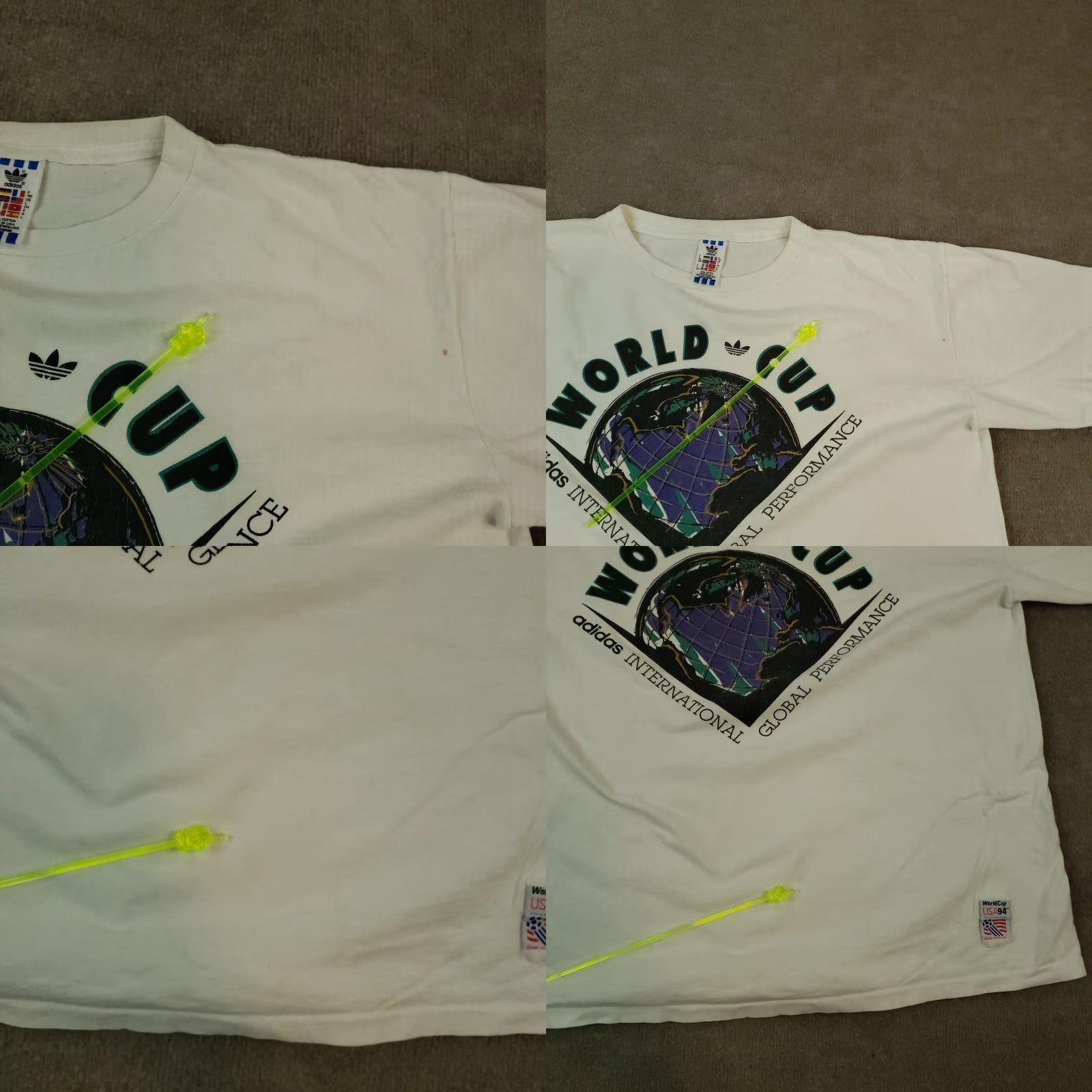 Adidas Adidas Mens Large White Performance T Shirt World Cup USA94 Size US L / EU 52-54 / 3 - 8 Thumbnail