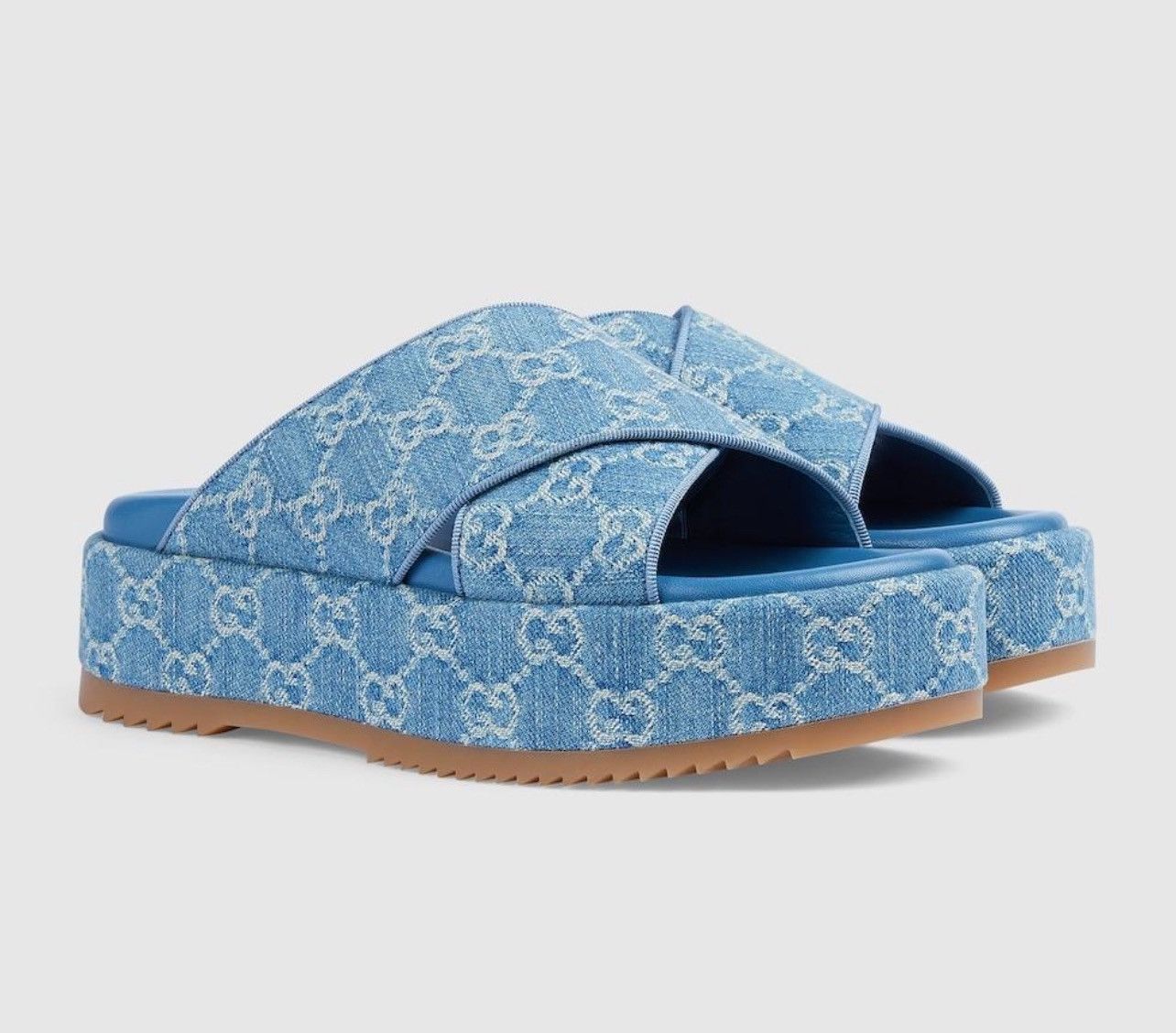 Gucci Gucci Denim Platform Slide Sandals in blue Size US 10 / IT 40 - 2 Thumbnail
