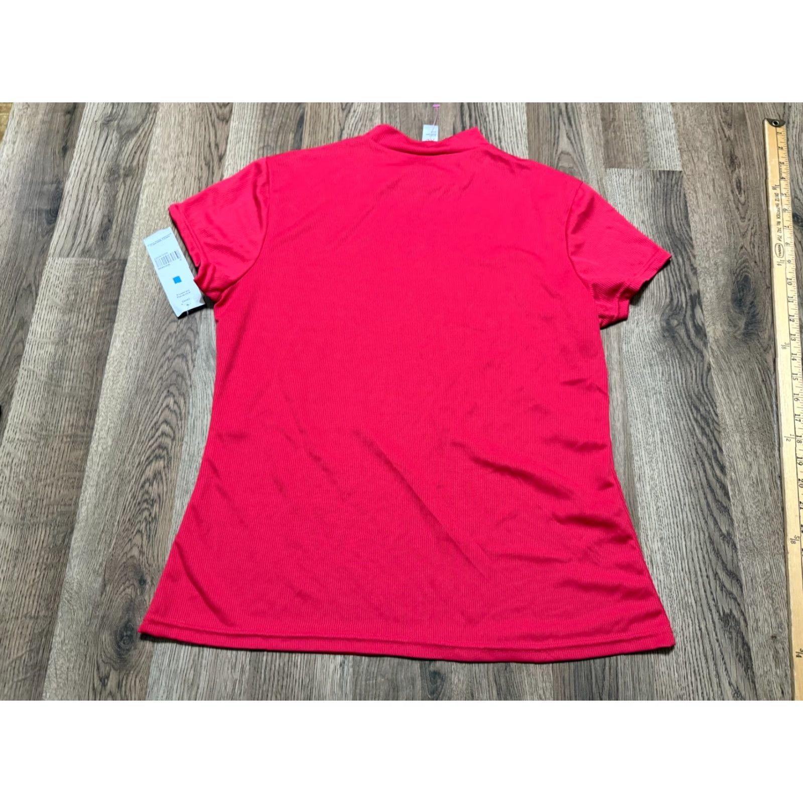 Vintage Just Be Shirt Women's Size XL Red Short Sleeve Rib Mock Neck NWT Size XL / US 12-14 / IT 48-50 - 2 Thumbnail