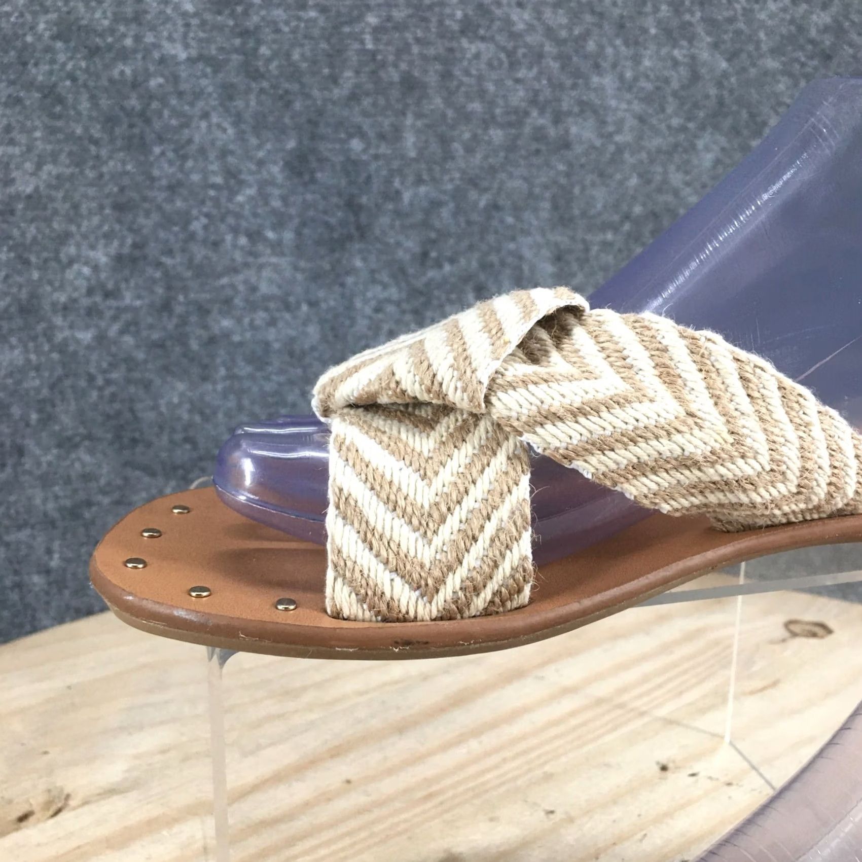 Vintage Universal Thread Sandals Womens 6 Louise Chevron Print Knotted Flats Slide Brown Size US 6 / IT 36 - 4 Thumbnail