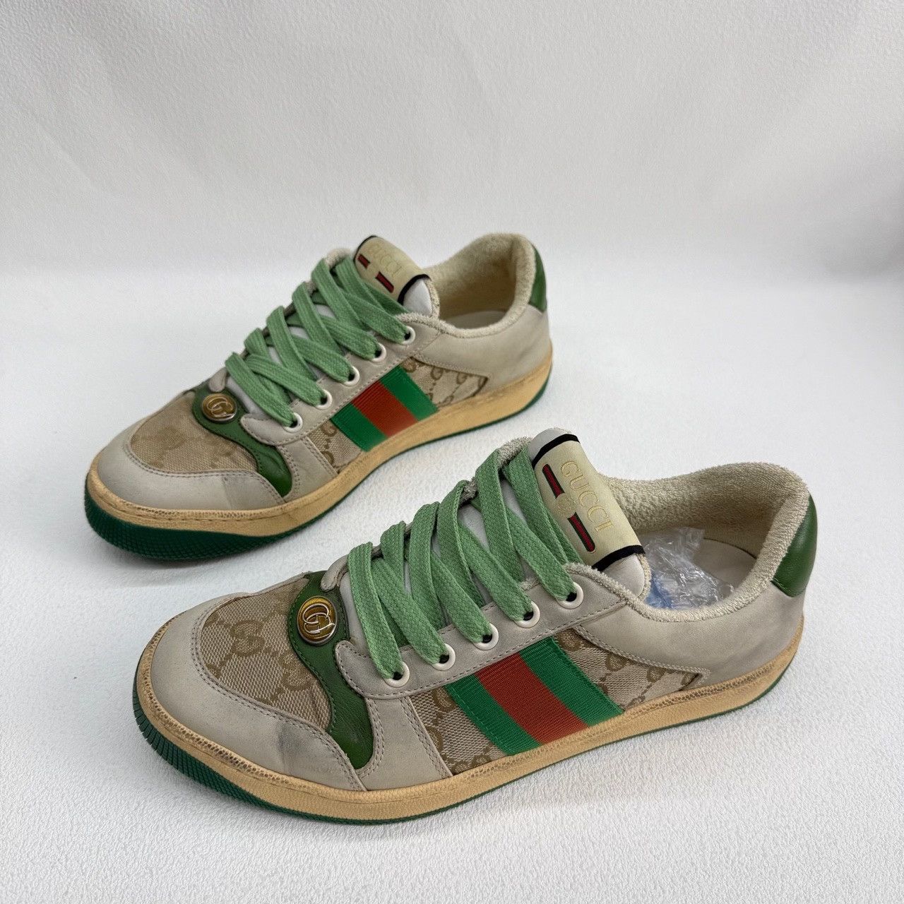 Gucci Gucci Distressed Green Lowtop Sneakers us_6-5 Women Size US 6.5 / IT 36.5 - 1 Thumbnail
