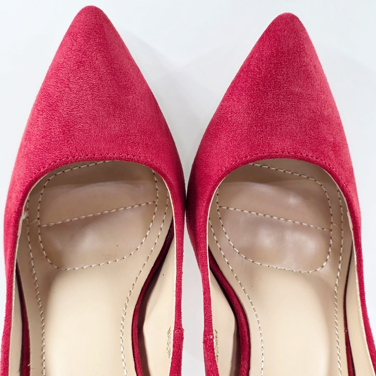 Other Lynn Red FX Suede High Heel Shoes Pointy Toe Pumps (Size:8;) Size US 8 / IT 38 - 6 Thumbnail