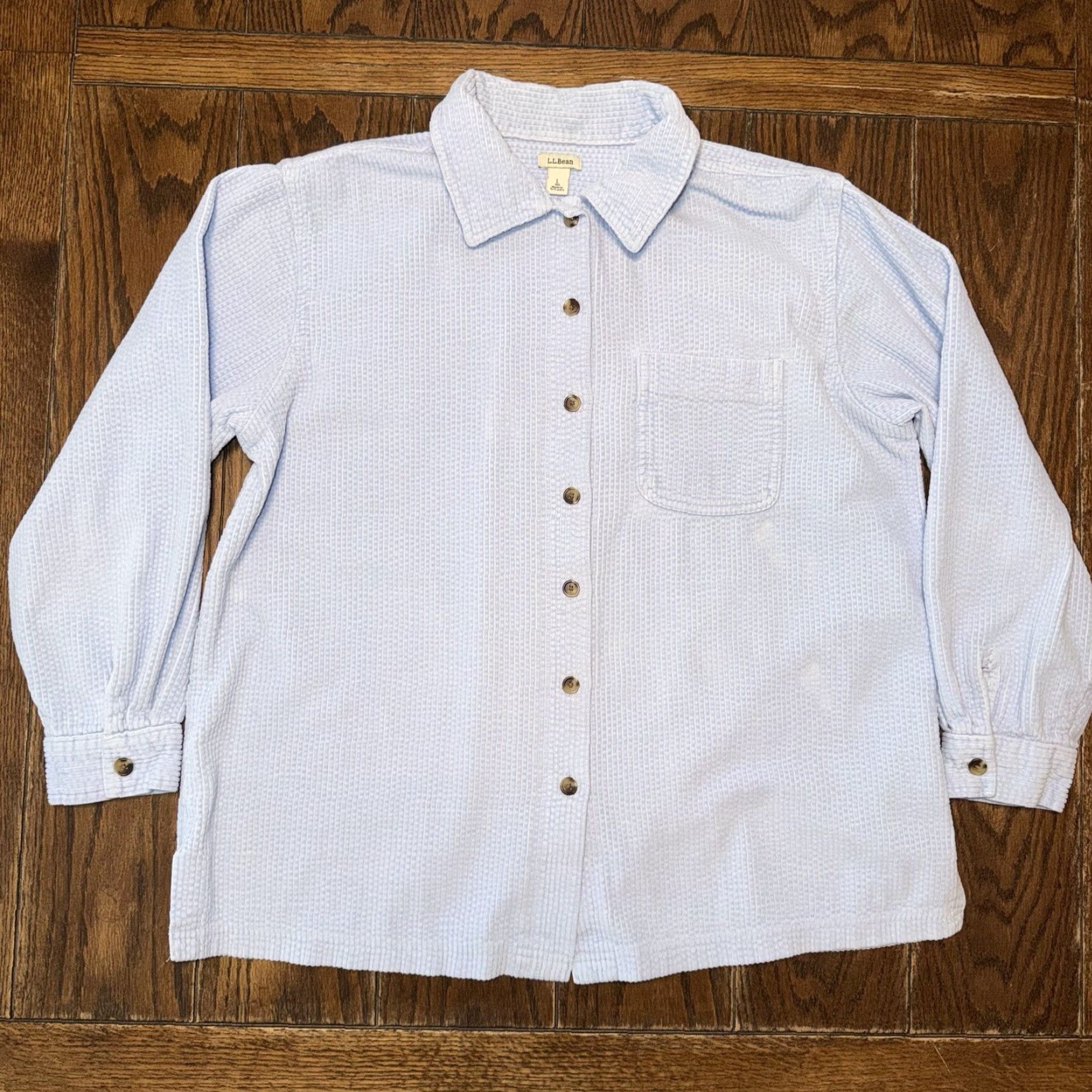 Vintage LL Bean Shirt Womens Large Blue Corduroy Button Up Casual Comfort 266127 Size L / US 10 / IT 46 - 2 Thumbnail