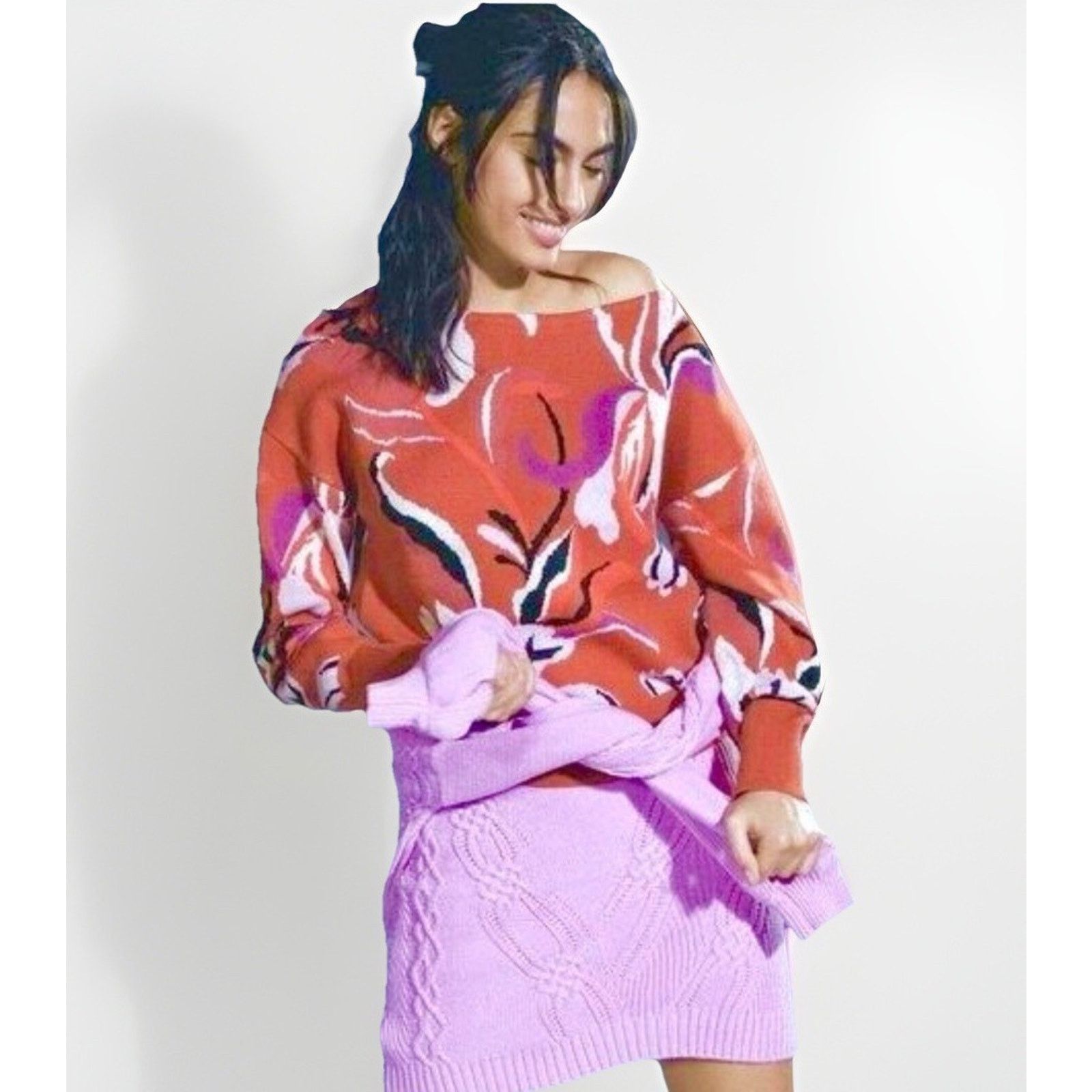Anthropologie Maeve Boat Neck Floral Sweater Anthropologie Women's XXS P Size XS / US 0-2 / IT 36-38 - 3 Thumbnail