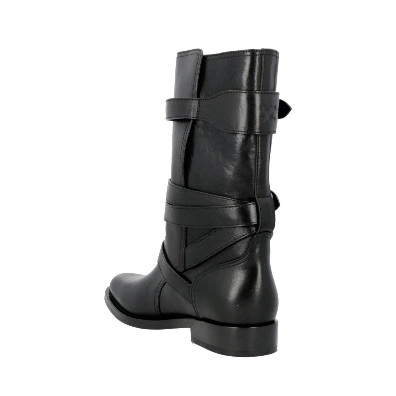Celine $1450 NEW CELINE Leather Biker Boots US8 EU38 Black Logo . Size US 8 / IT 38 - 3 Thumbnail
