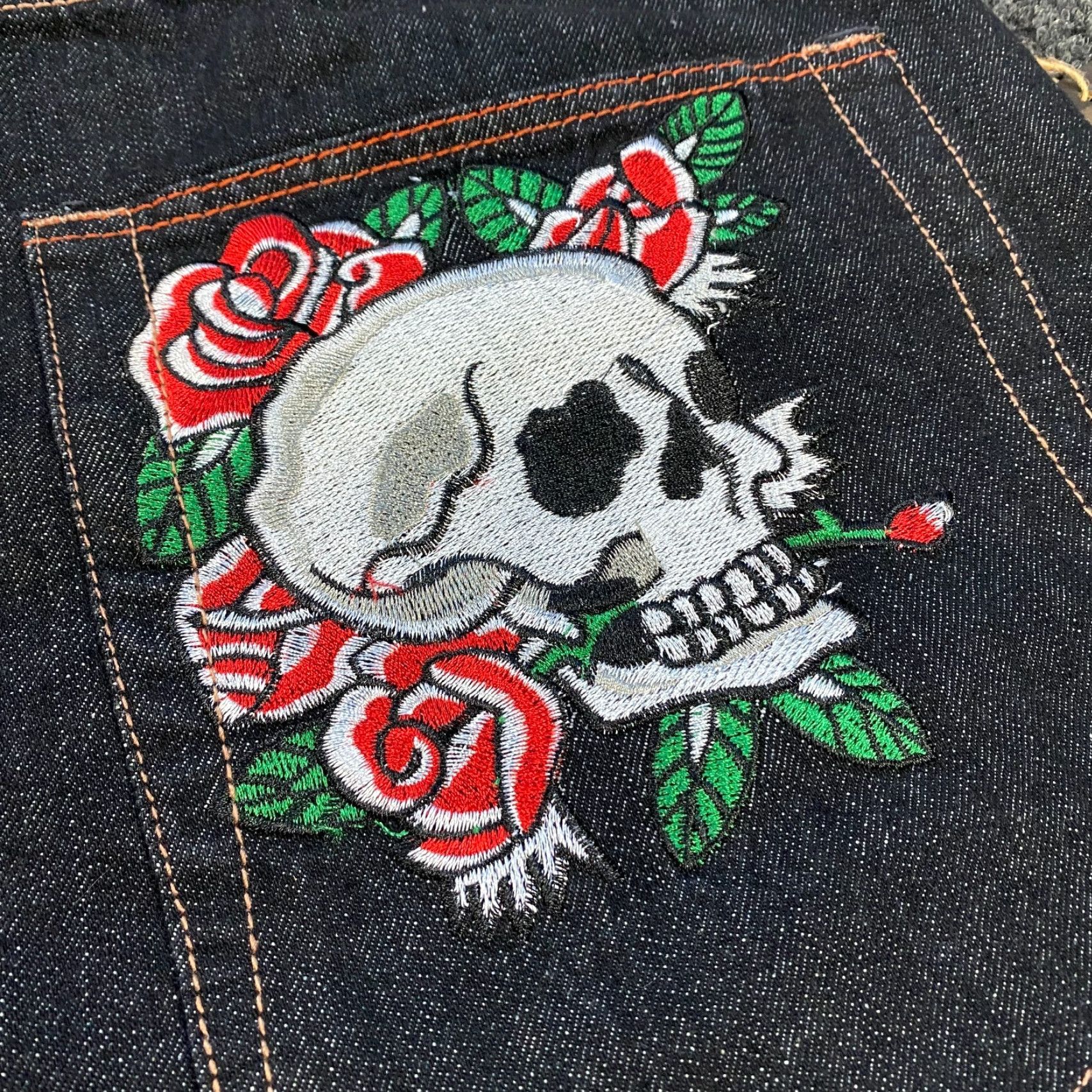 Ed Hardy VINTAGE Ed Hardy Jeans Denim 42 in Blue 5-Pocket Skull Embroidered Relaxed Straight 2007 Mens Size US 42 / EU 58 - 5 Thumbnail