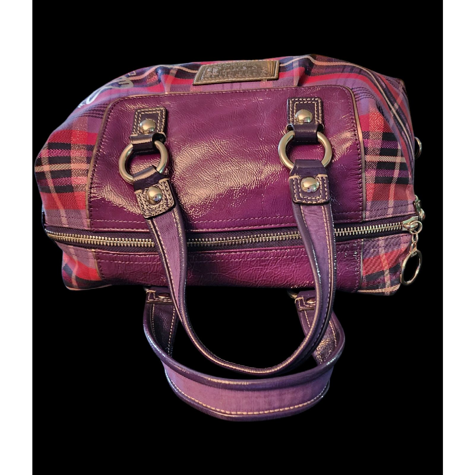 Coach Rare Find Coach Poppy Plaid purple pink metallic handbag Size ONE SIZE - 7 Thumbnail
