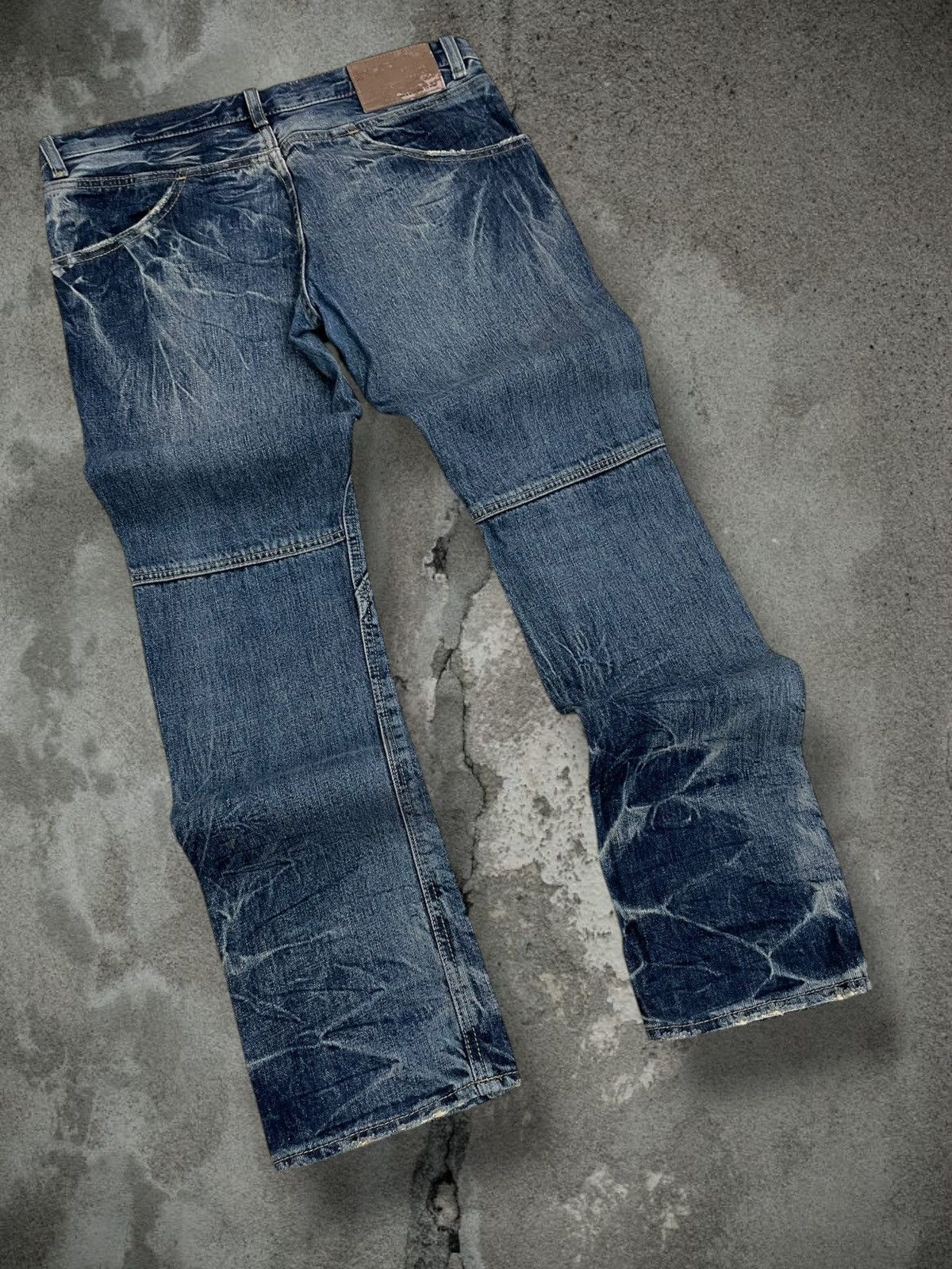 Japanese Brand Vintate 90s Japan Designer Dheart Blue Tribal Lowrise Denim Size US 31 - 10 Thumbnail