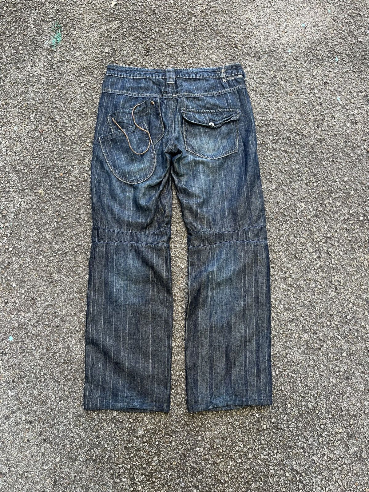 Marithe + Francois Girbaud Crazy Vintage Y2K MFG Striped Jeans Blue Denim Size US 33 - 10 Thumbnail