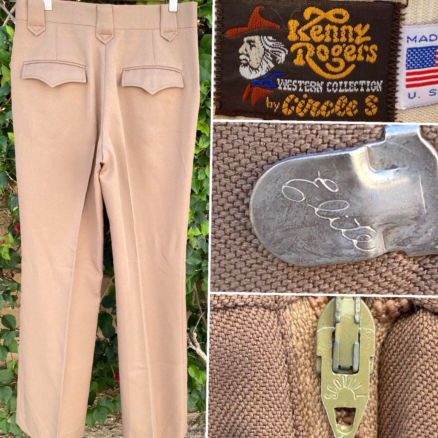 Vintage VINTAGE Kenny Rogers Circle S Western Pants Made In USA beige 30 x 33 3/8 Cowboy Core Rockabilly Mens Size US 30 / EU 46 - 2 Thumbnail