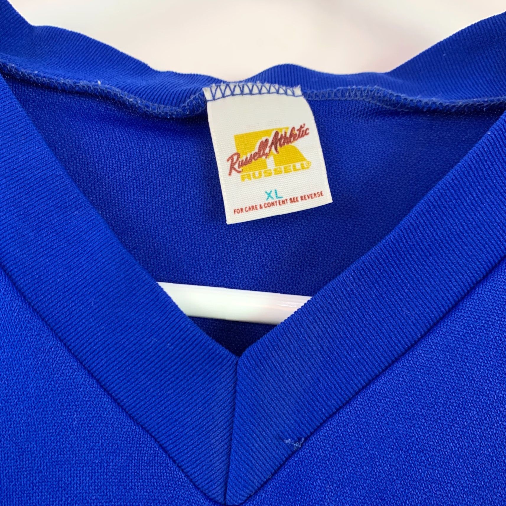 Russell Athletic VINTAGE Russell Athletic Jersey Shirt Unisex XL 70s 80s Blue Adult Large V-Neck Racing Jack Size US L / EU 52-54 / 3 - 3 Thumbnail