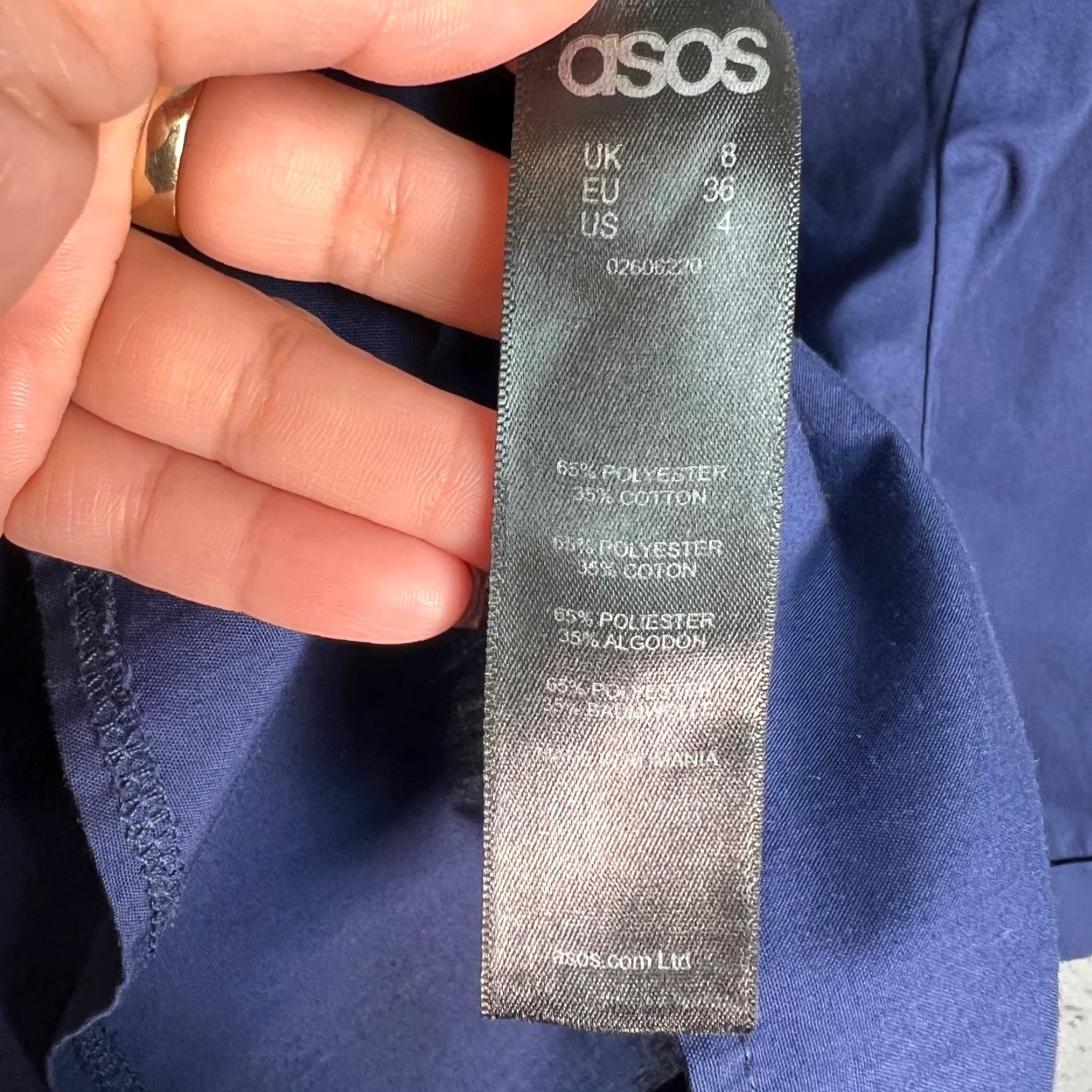 Asos ASOS Womens 4 Navy Button-Up Shirt 3/4 Sleeves Casual Polyester Regular Collar Spring Summer Fall Women's Shirt 4 Mens? Size S / US 4 / IT 40 - 4 Thumbnail