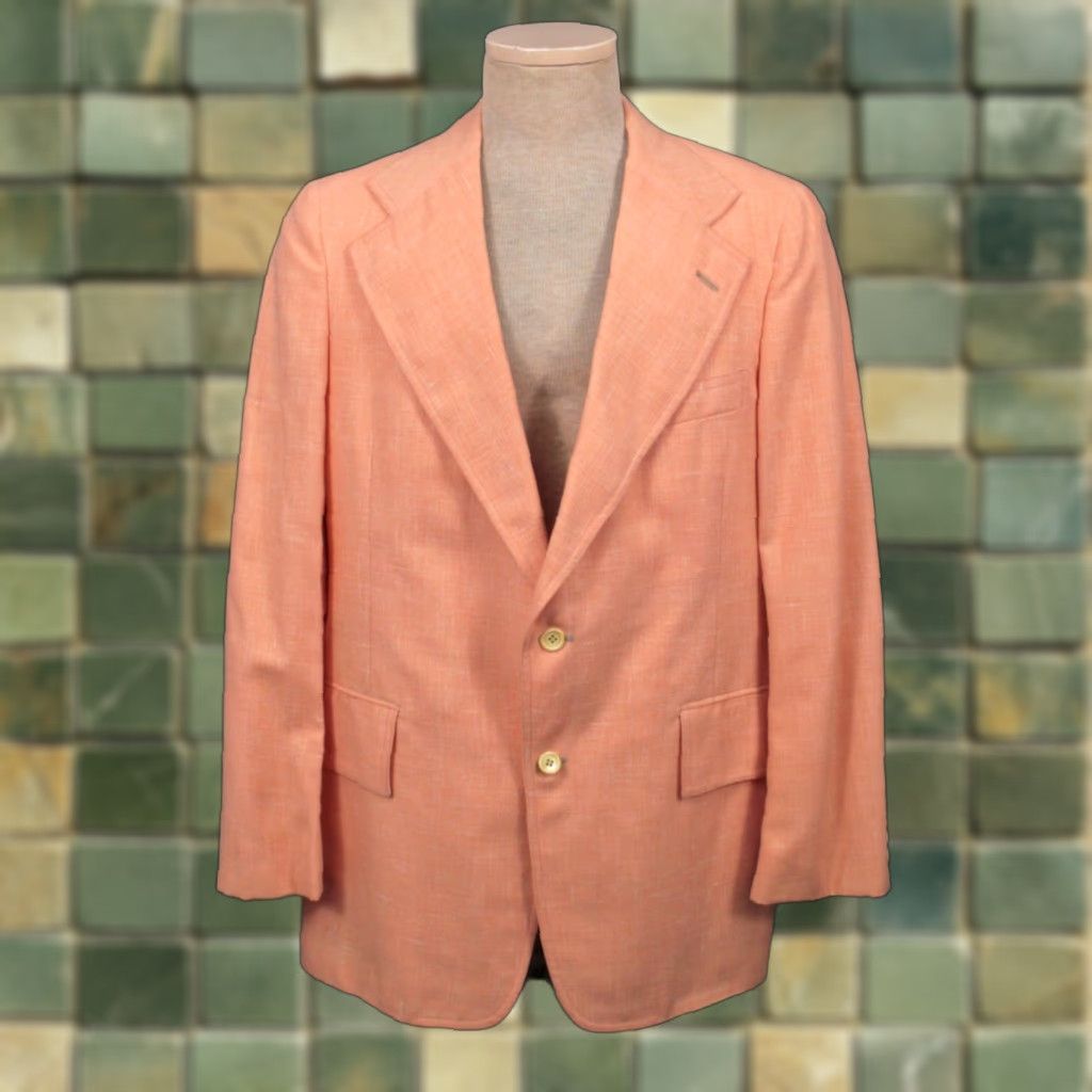 Vintage VINTAGE James Davis Blazer Shirt Mens 70s NOS Salmon Pink Jacket 41 Regular 1970s Pink Size 42R - 1 Thumbnail