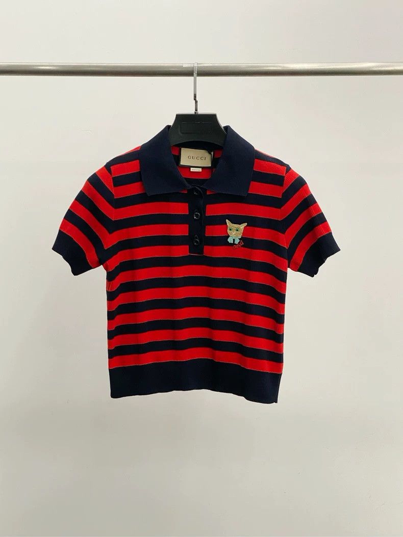 Gucci GucciBlack and red striped kitten pattern knitwear short sl Size US M / EU 48-50 / 2 - 1 Thumbnail