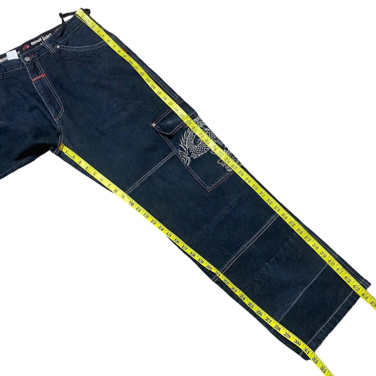 Vintage Vintage BRASS HITHER Denim Baggy Flame Dragon Jeans Size US 36 / EU 52 - 22 Thumbnail