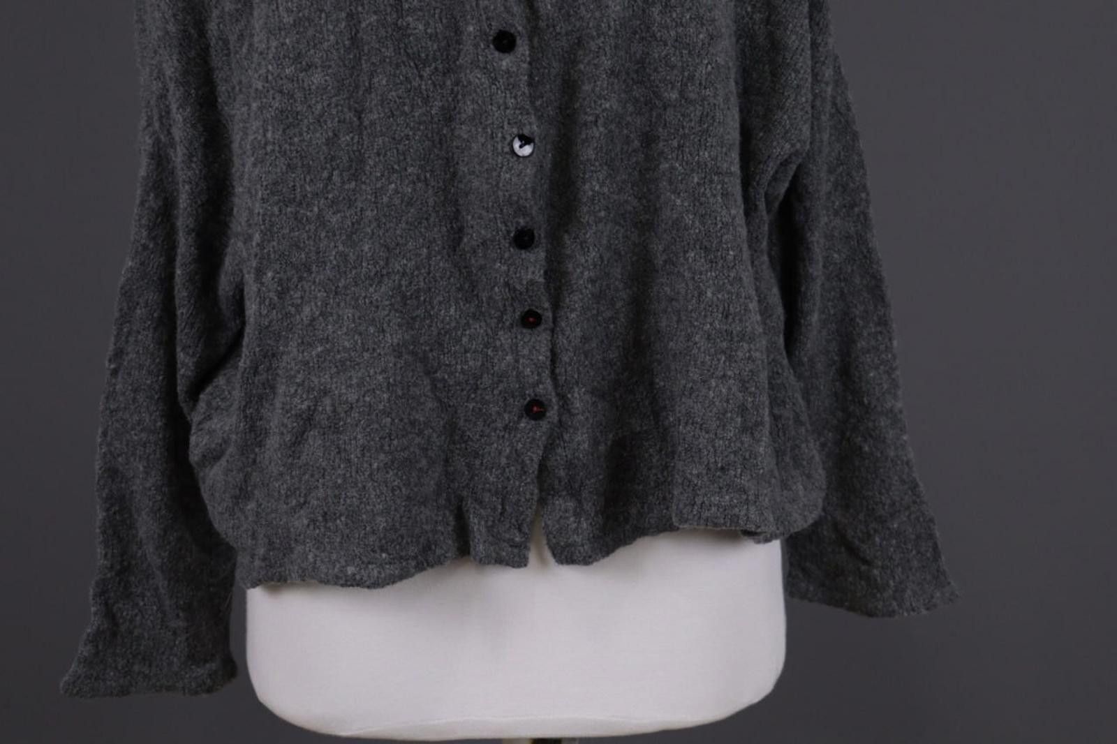 Designer Grizas Gray Wool Lagenlook Textured Sweater Size XL Size XL / US 12-14 / IT 48-50 - 3 Thumbnail