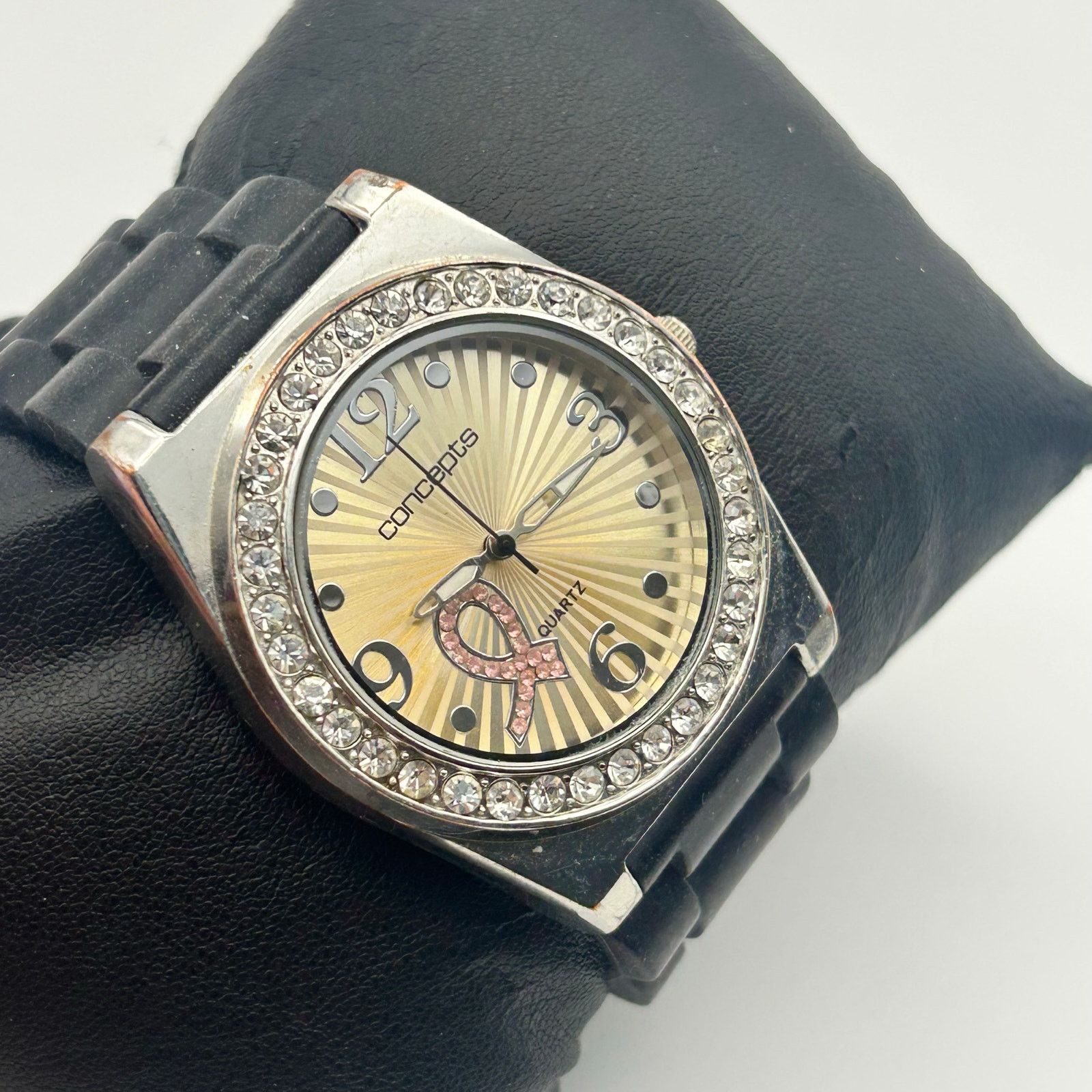 Other Concepts Breast Cancer Awareness Ribbon Watch Black Band Size ONE SIZE - 3 Thumbnail