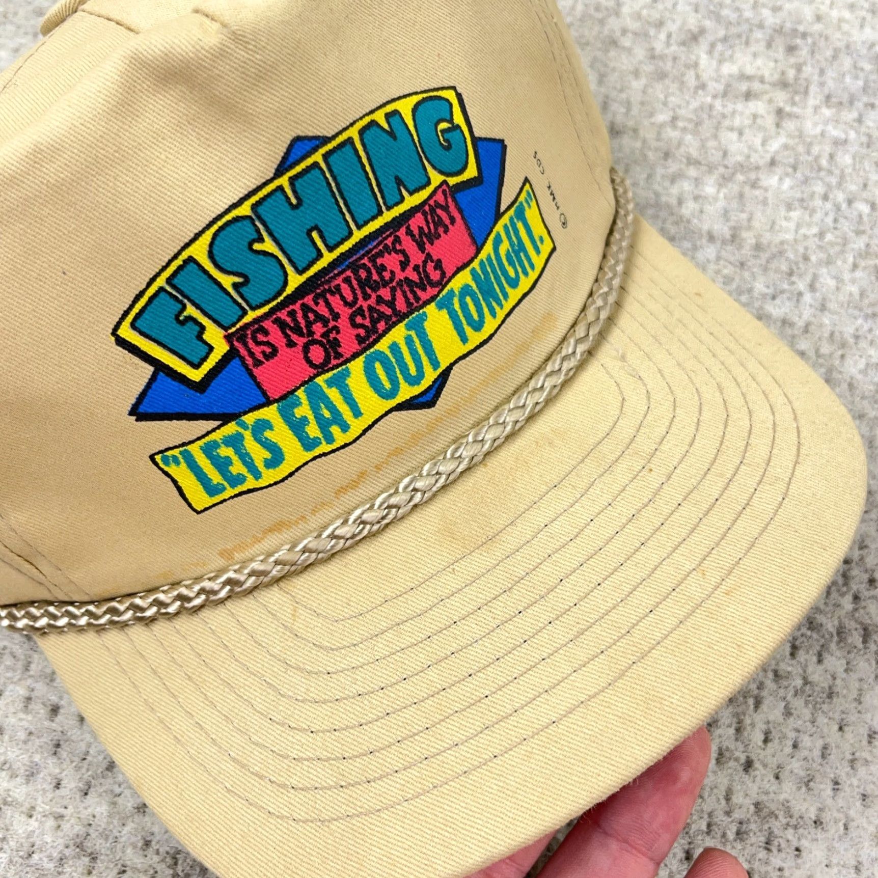 Roper VINTAGE Desiner Pro Fishing Trucker Hat Cap Snapback 90s Funny Joke Beige One Size Mens Size ONE SIZE - 6 Thumbnail