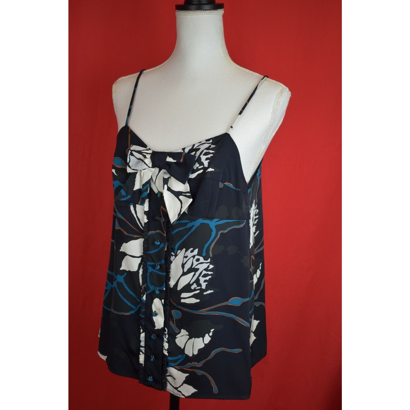RED Valentino VALENTINO FLORALS MULTICOLOR SILK BOW BUTTON DRESS BLOUSE 44 Size M / US 6-8 / IT 42-44 - 8 Thumbnail