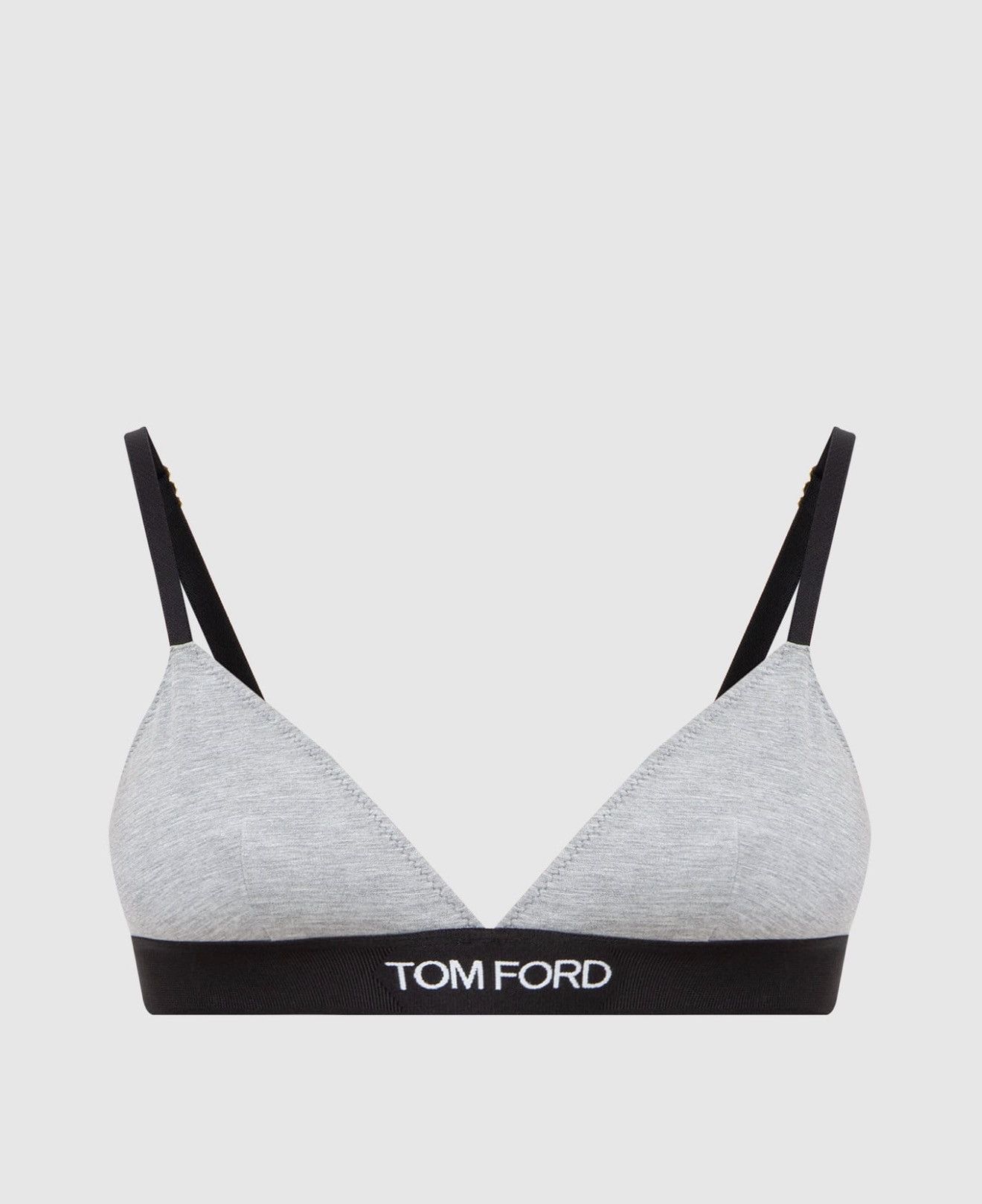 Tom Ford Tom Ford Gray Stretch-Modal Logo-Detailed Top Size S / US 4 / IT 40 - 1 Thumbnail