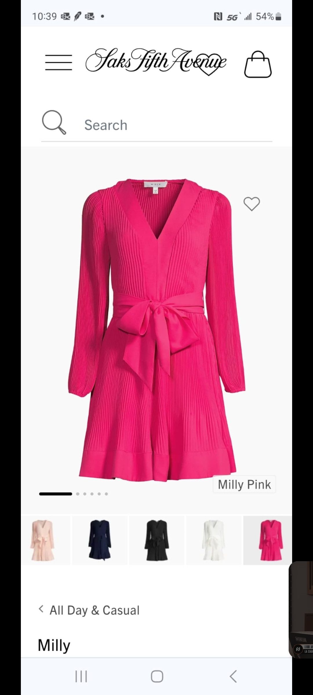 image of Milly Liv Pleated Dress Size 10 Pink, Women's