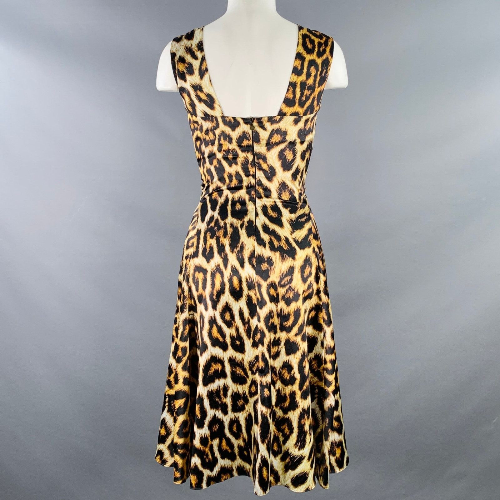 Just Cavalli Polyester Animal Print Ruched Sleeveless Keyhole Dress Size XS / US 0-2 / IT 36-38 - 4 Thumbnail