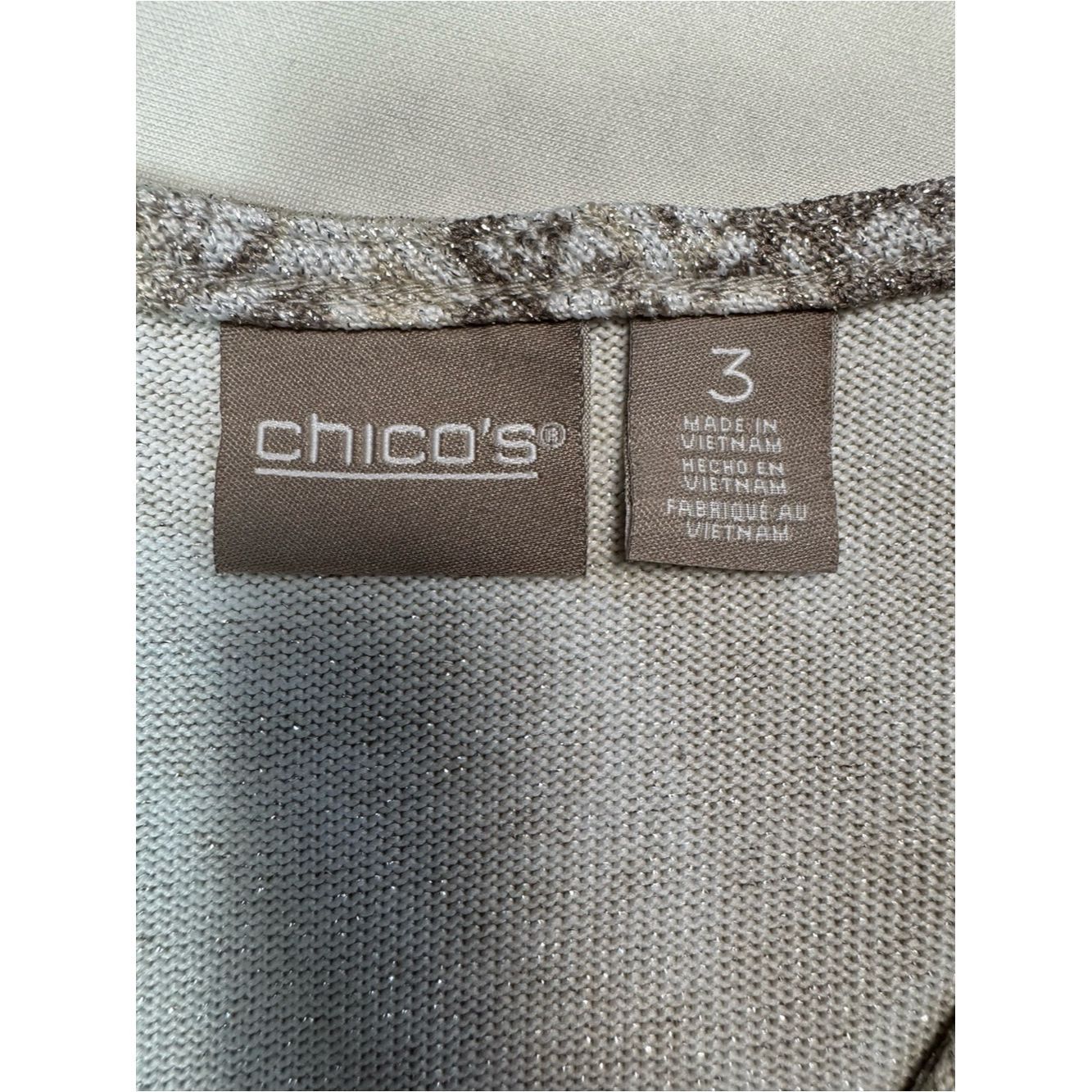 Chicos Chico's Shimmer Taupe V-Neck Knit Tunic Top Size 3 US XL Size XL / US 12-14 / IT 48-50 - 6 Thumbnail